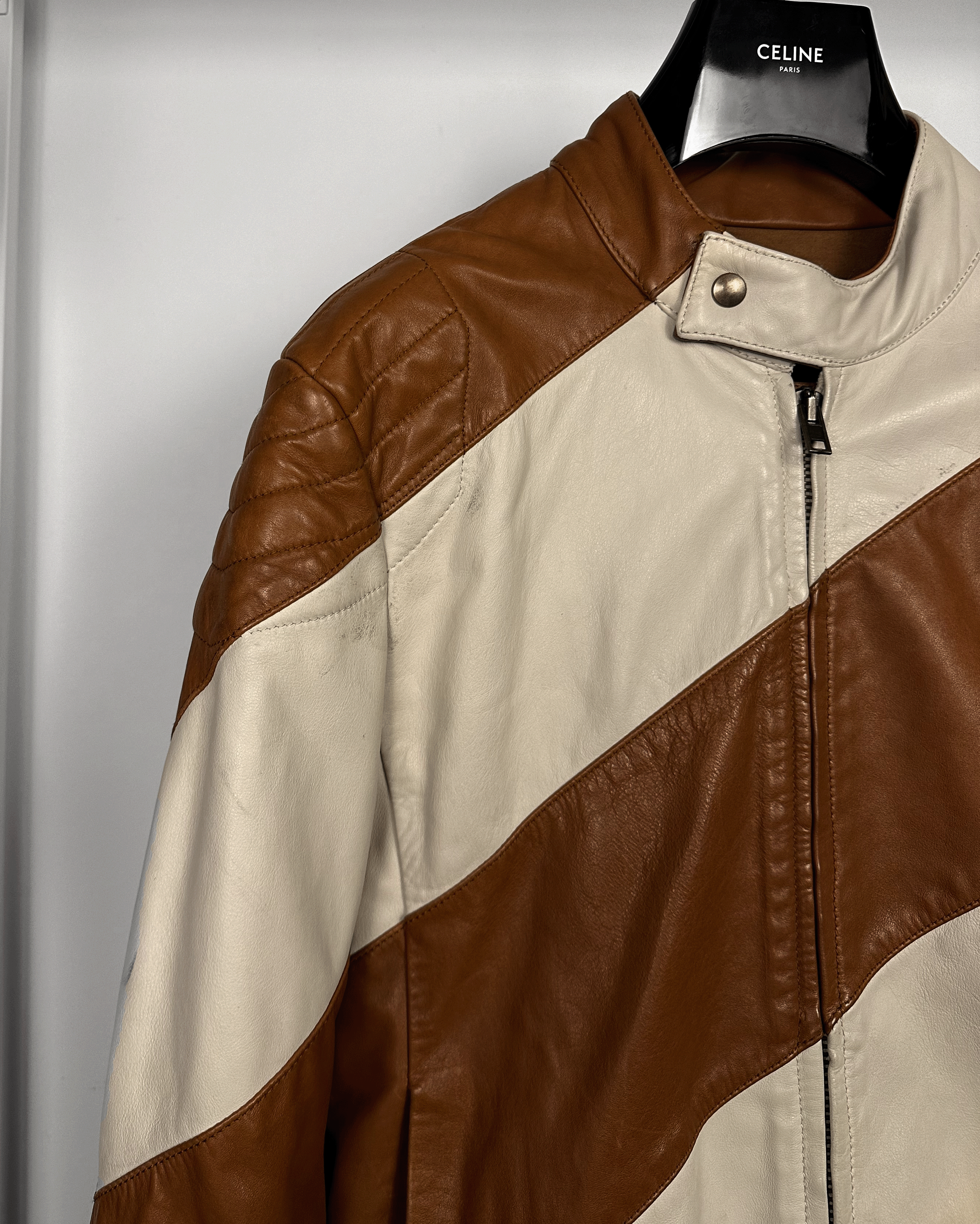Maison Margiela Maison Margiela Sample Two Tone Leather Biker Jacket Size US M / EU 48-50 / 2 - 4 Thumbnail