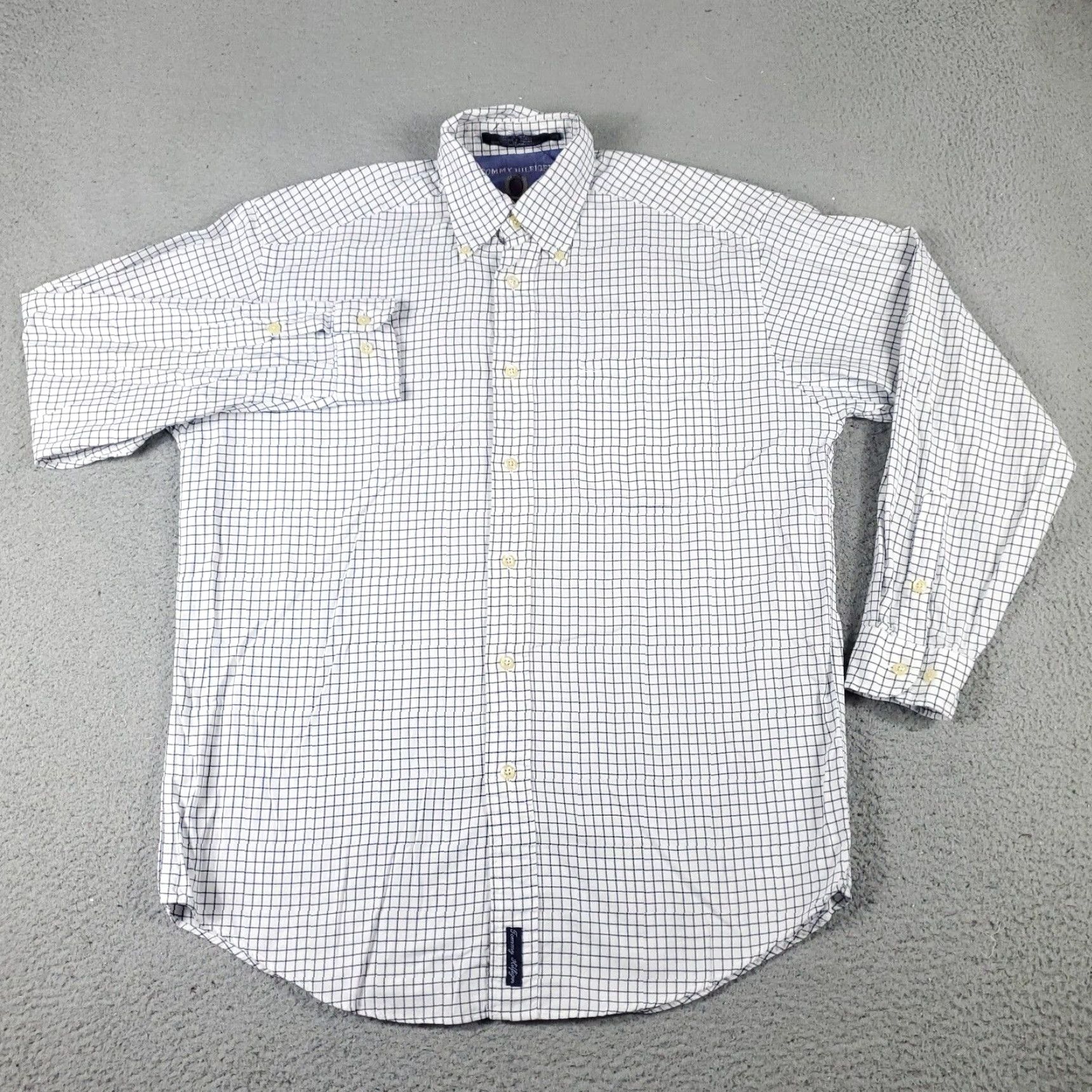 Tommy Hilfiger VINTAGE Tommy Hilfiger Shirt Mens Small White Blue Check Button Up Long Sleeve STAINED Size US S / EU 44-46 / 1 - 2 Thumbnail