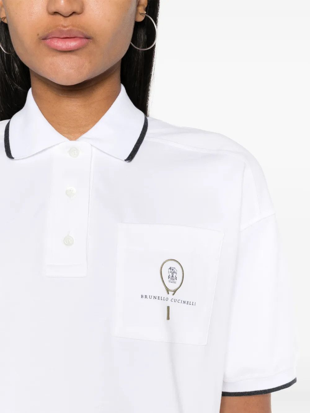 Brunello Cucinelli o1w1db10825 Polo T-Shirt in White Size XL / US 12-14 / IT 48-50 - 5 Thumbnail