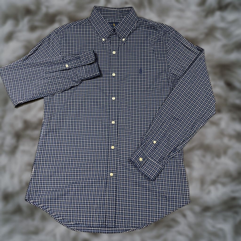 Ralph Lauren Ralph Lauren Performance Shirt Mens Large Blue Plaid Long Sleeve Button Slim Fit Size US L / EU 52-54 / 3 - 1 Thumbnail