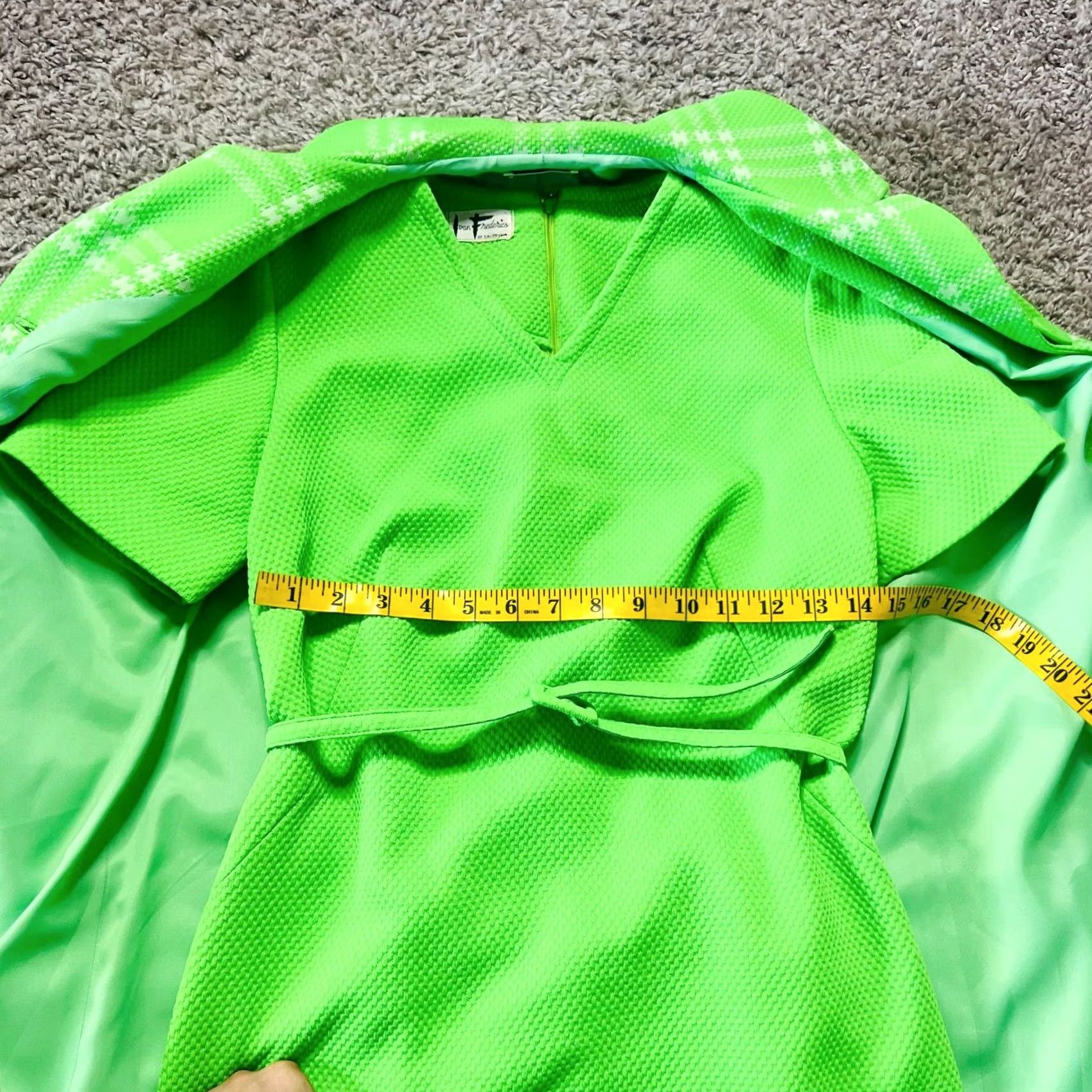 Vintage VINTAGE True Vintage Ivan Fredericks California Lime Green Neon Retro Dress Plaid Jacket Set Belt M Women Short A-Line Green 90s Retro Boys? Womens Size M / US 6-8 / IT 42-44 - 2 Thumbnail