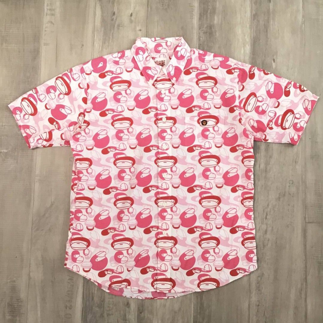 Bape × Nigo BAPE Short sleeve shirt Milo Camo Pink a bathing ape NIGO Size US S / EU 44-46 / 1 - 1 Thumbnail
