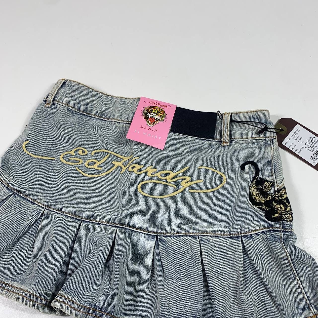 Christian Audigier × Ed Hardy × Vintage vintage 90s PANTHER PROWL PLEATED SKIRT ed hardy y2k Size 31" - 3 Thumbnail