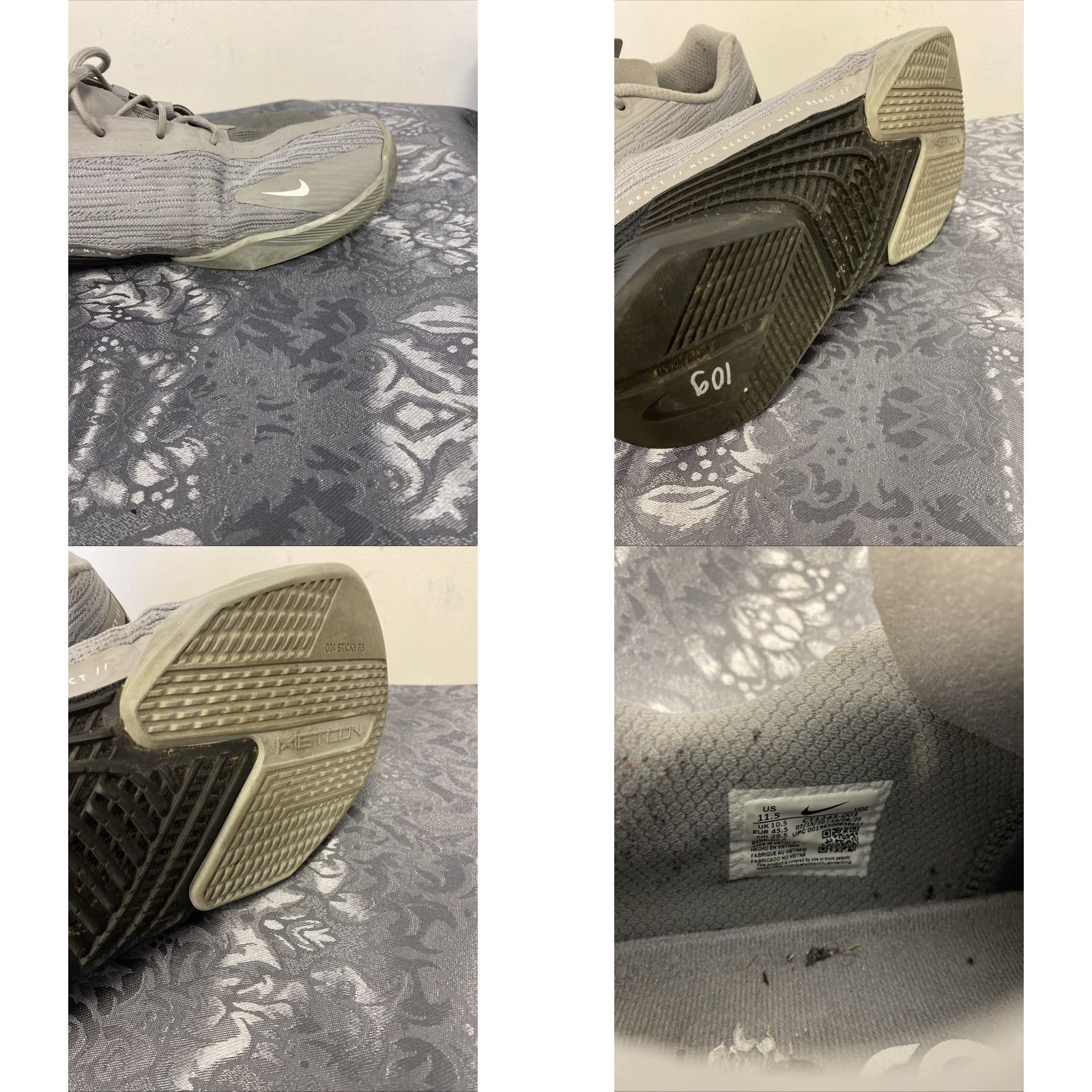 Nike NIKE React Metcon Turbo Athletic Sneakers Size 11.5 UK 11.5 Gray 2021 Mens Size US 12 / EU 45 - 8 Thumbnail