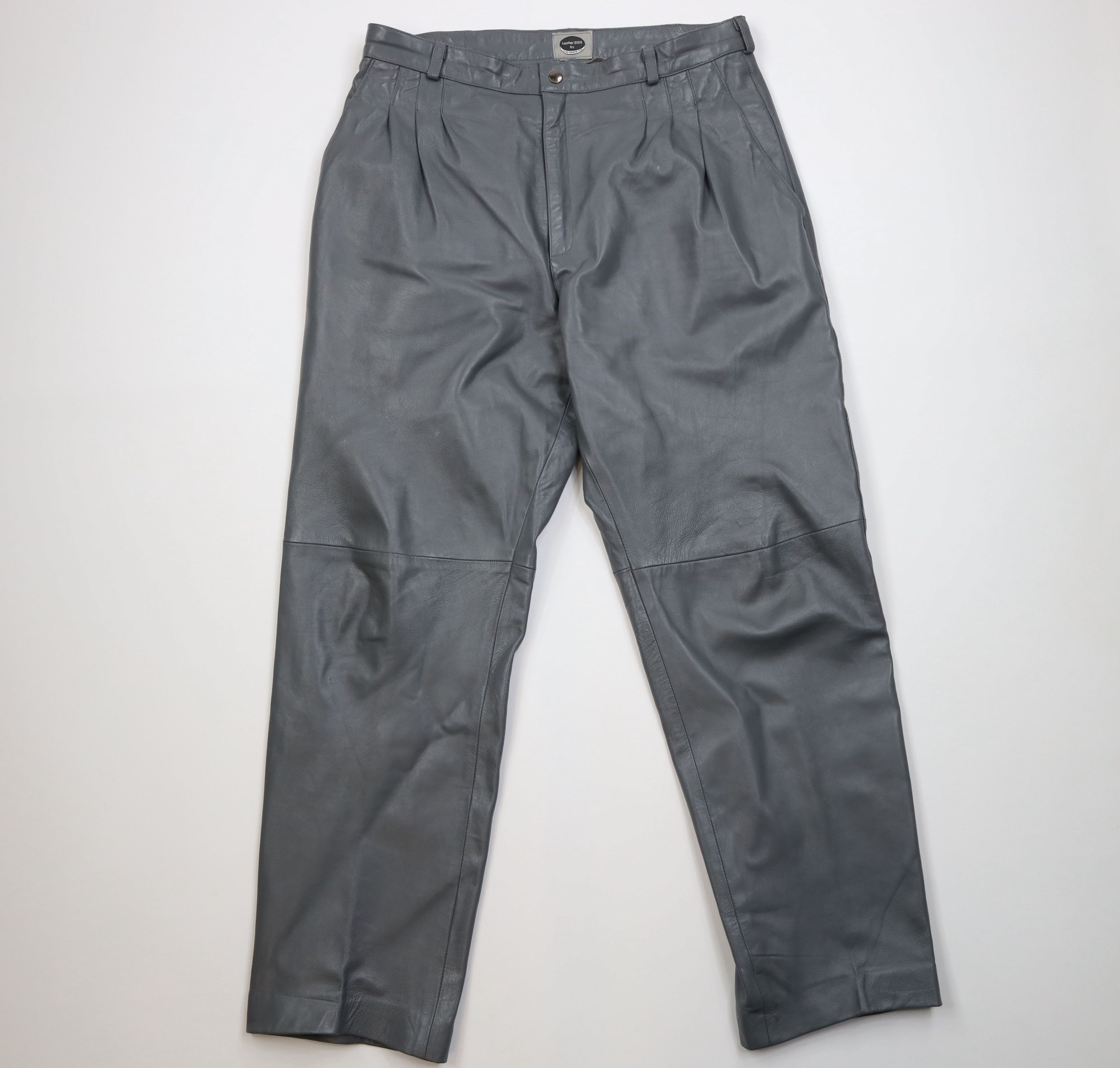 Vintage Vintage 90s Streetwear Blank Wide Leg Leather Pants Gray Size US 36 / EU 52 - 1 Thumbnail