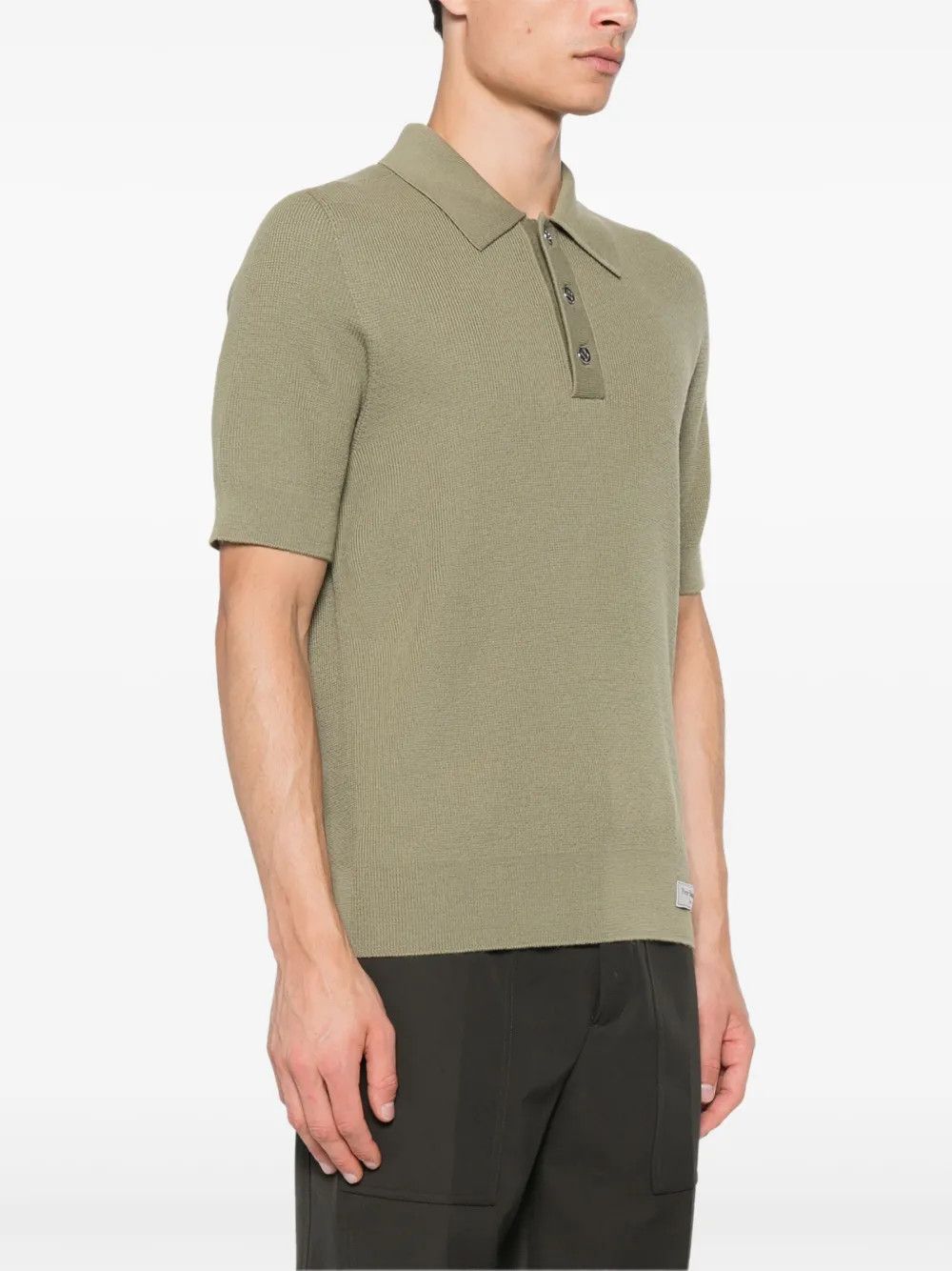 Balmain o1s1wg110925 Short Sleeve Merino Polo Shirt in Khaki/Green Size US XL / EU 56 / 4 - 2 Thumbnail