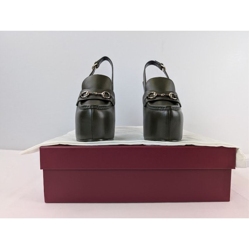 Gucci o1rshd1 Leather Real Platform Loafer Pump Sandal in Green Size US 9 / IT 39 - 18 Thumbnail
