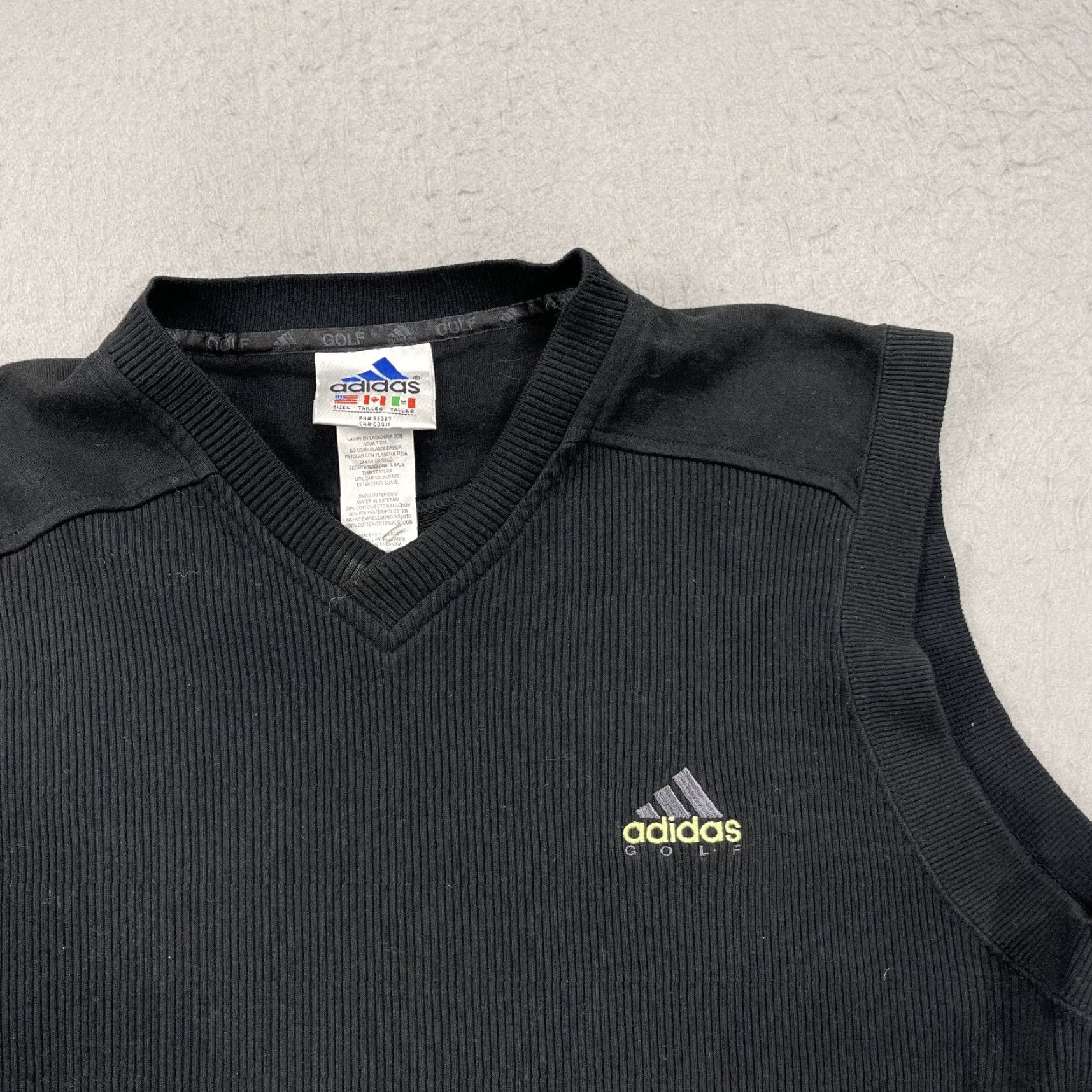 Adidas VINTAGE adidas Golf Sweater Vest Mens Large Black Ribbed Cotton Knit 90s Size US L / EU 52-54 / 3 - 2 Thumbnail