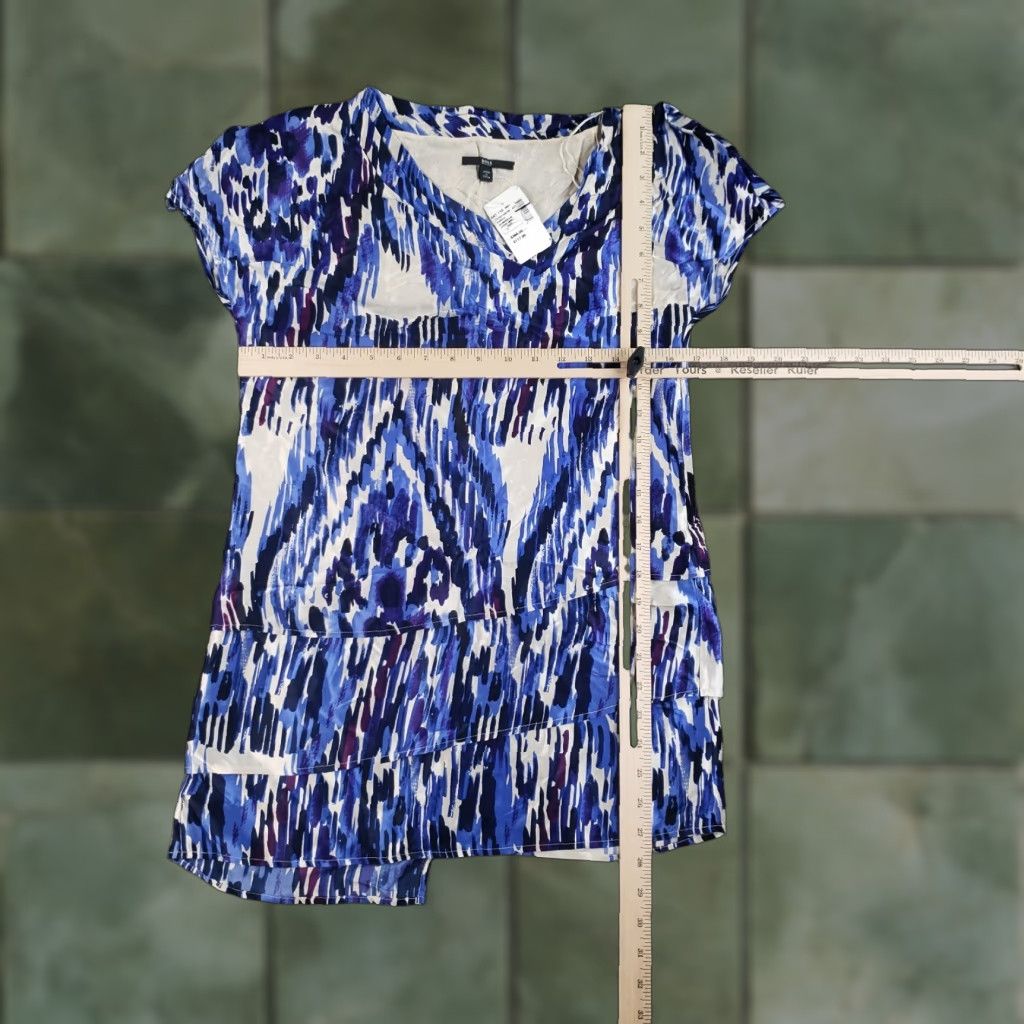 Hugo Boss HUGO BOSS Blue White Layered Cap Sleeve Silk Blouse Shirt Womens Size 2 Pullover Size XS / US 0-2 / IT 36-38 - 1 Thumbnail