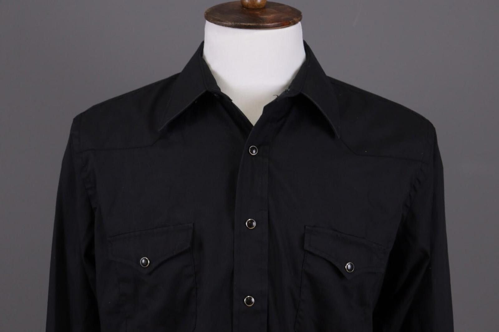 Wrangler Vintage Wrangler Black USA Long Tails Shirt Size 17 / 33 Size US M / EU 48-50 / 2 - 2 Thumbnail