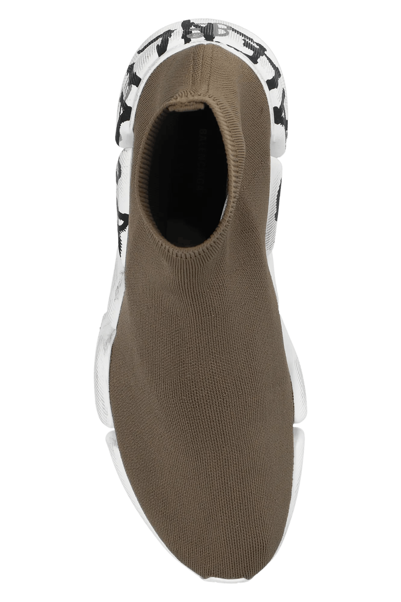 Balenciaga o1tr1nto0525 Speed 2.0 Graffiti Recycled Knit Sneakers Khaki Size US 10 / EU 43 - 5 Thumbnail