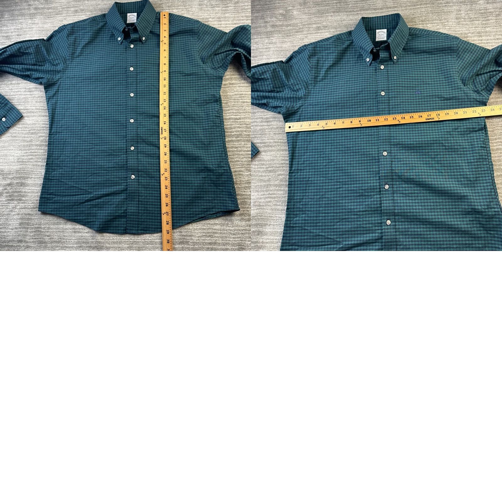Brooks Brothers Brooks Brothers Shirt Mens Large Green Button Up Regent Fit Stretch Non Iron Shirt Size US L / EU 52-54 / 3 - 8 Thumbnail