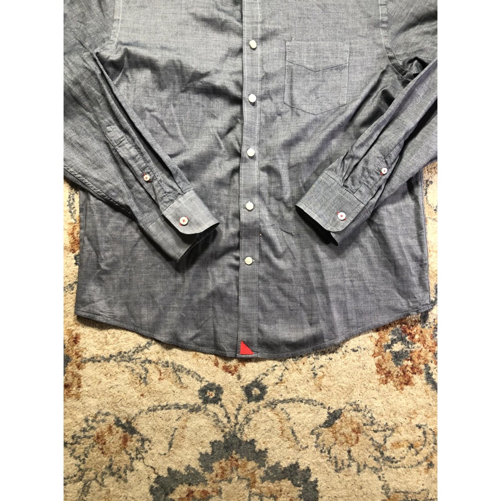 UNTUCKit UNTUCKit Shirt Mens M Gray Chambray Cotton Long Sleeve Button Up Casual Size US M / EU 48-50 / 2 - 5 Thumbnail