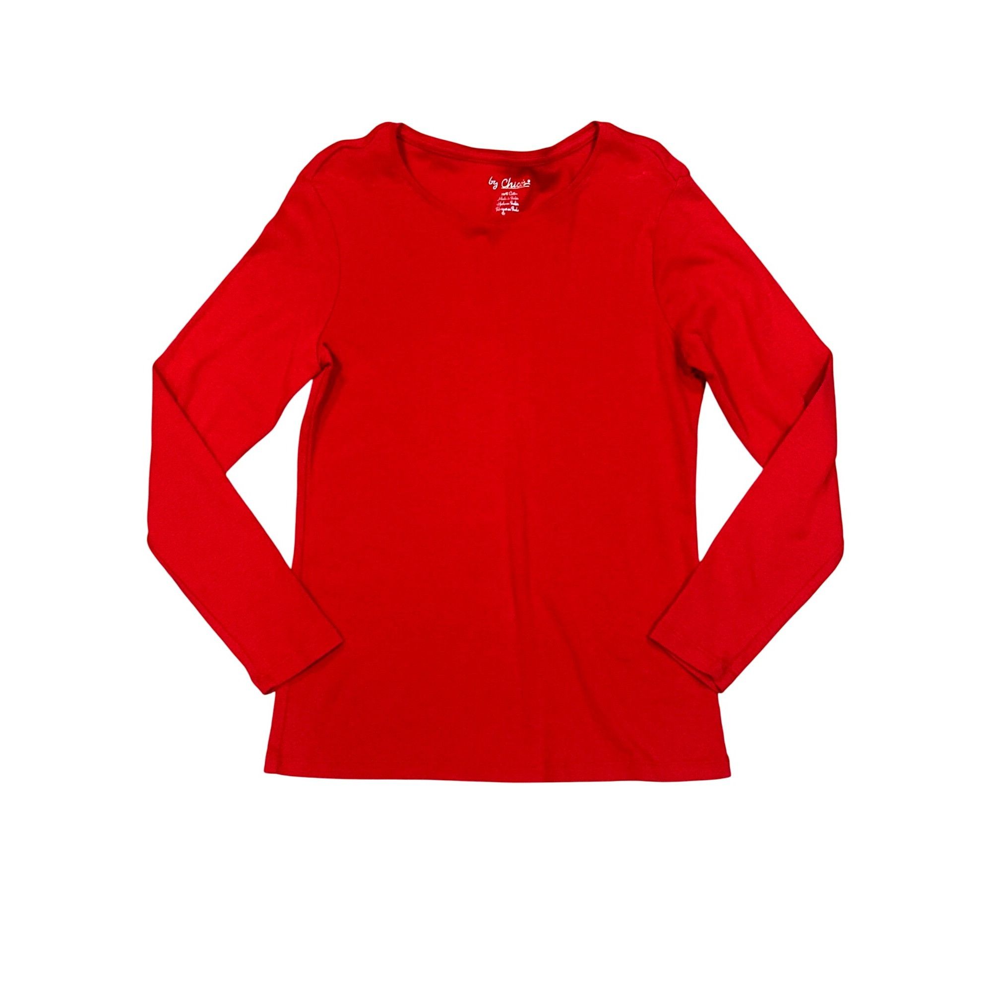 Chicos Chicos Red Long Sleeve Tee Classic Soft Stretch Casual Top S Size L / US 10 / IT 46 - 10 Thumbnail