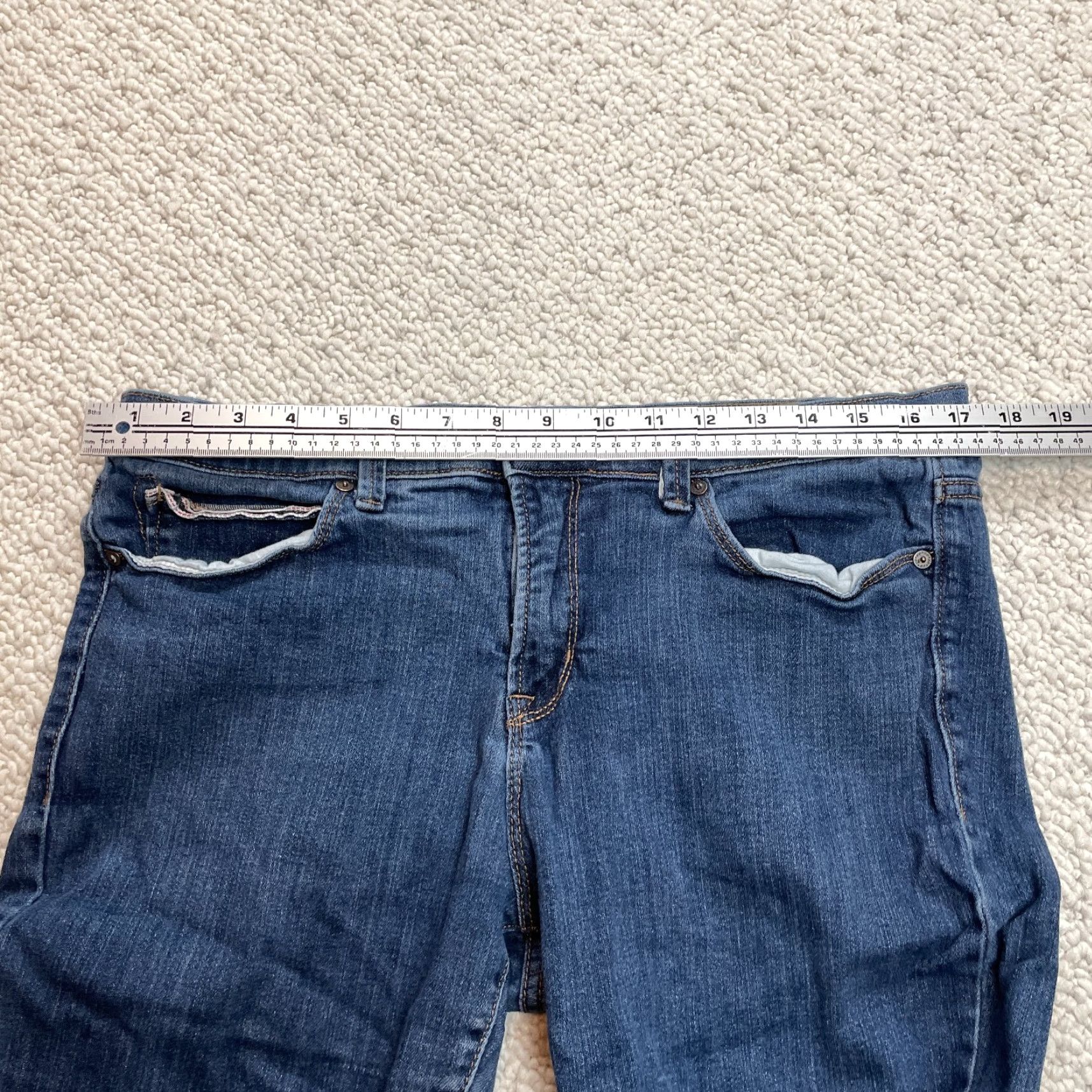 Vintage JCP Jeans Womens Jeans Skinny Dark Wash Blue 33/16 Mid Rise Stretch Denim 5-Pocket Regular Zip Button 28.5 Inseam Size 24" / US 00 / IT 34 - 5 Thumbnail