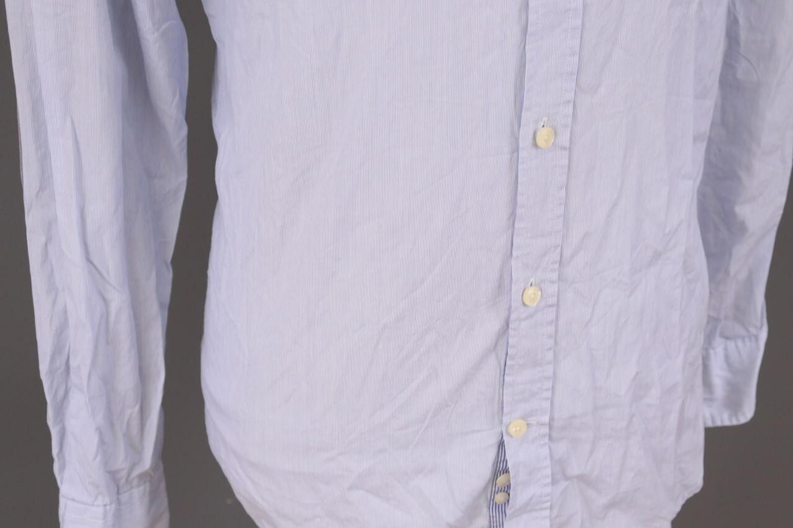 Designer Hackett London Slim Fit Blue Pinstripe Down Shirt Size M Size US M / EU 48-50 / 2 - 8 Thumbnail