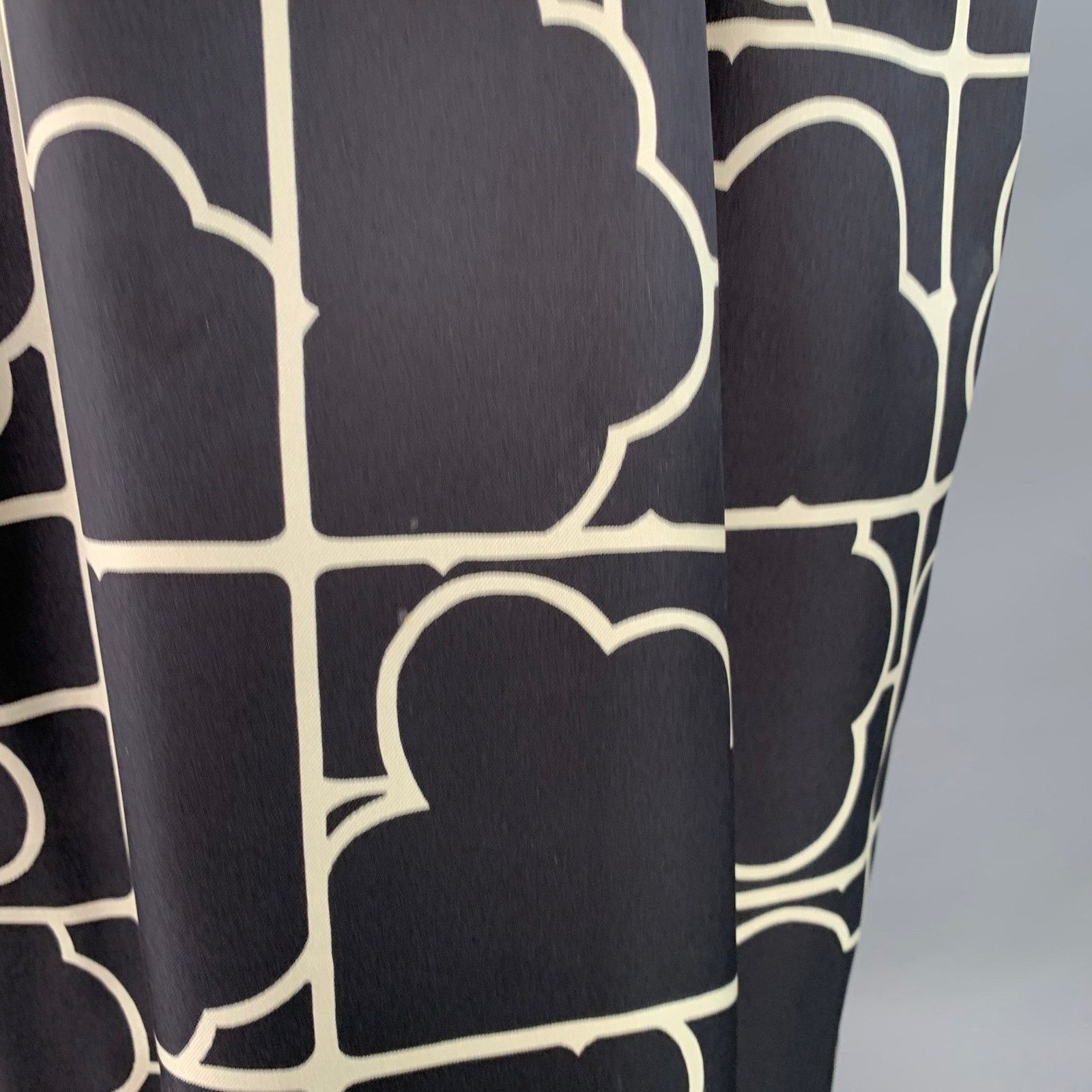 Barneys New York Size 4 Navy White Silk Twill Geometric Belted Shirt Dress Size S / US 4 / IT 40 - 5 Thumbnail