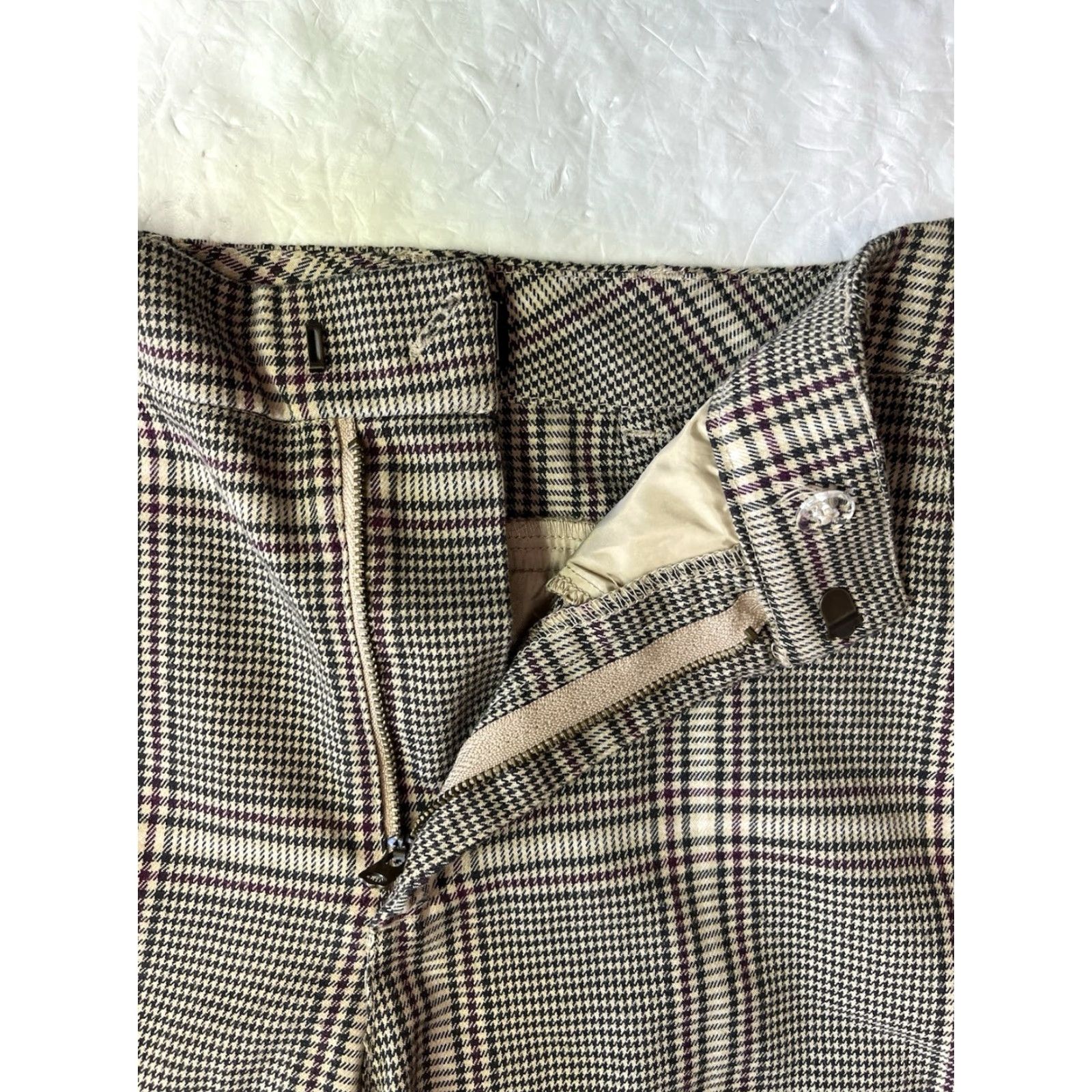 Abercrombie & Fitch Abercrombie & Fitch Pants Women's XS Plaid Brown High Rise Flare Inseam 25 in Casual Dress Pants Size 26" / US 2 / IT 38 - 6 Thumbnail
