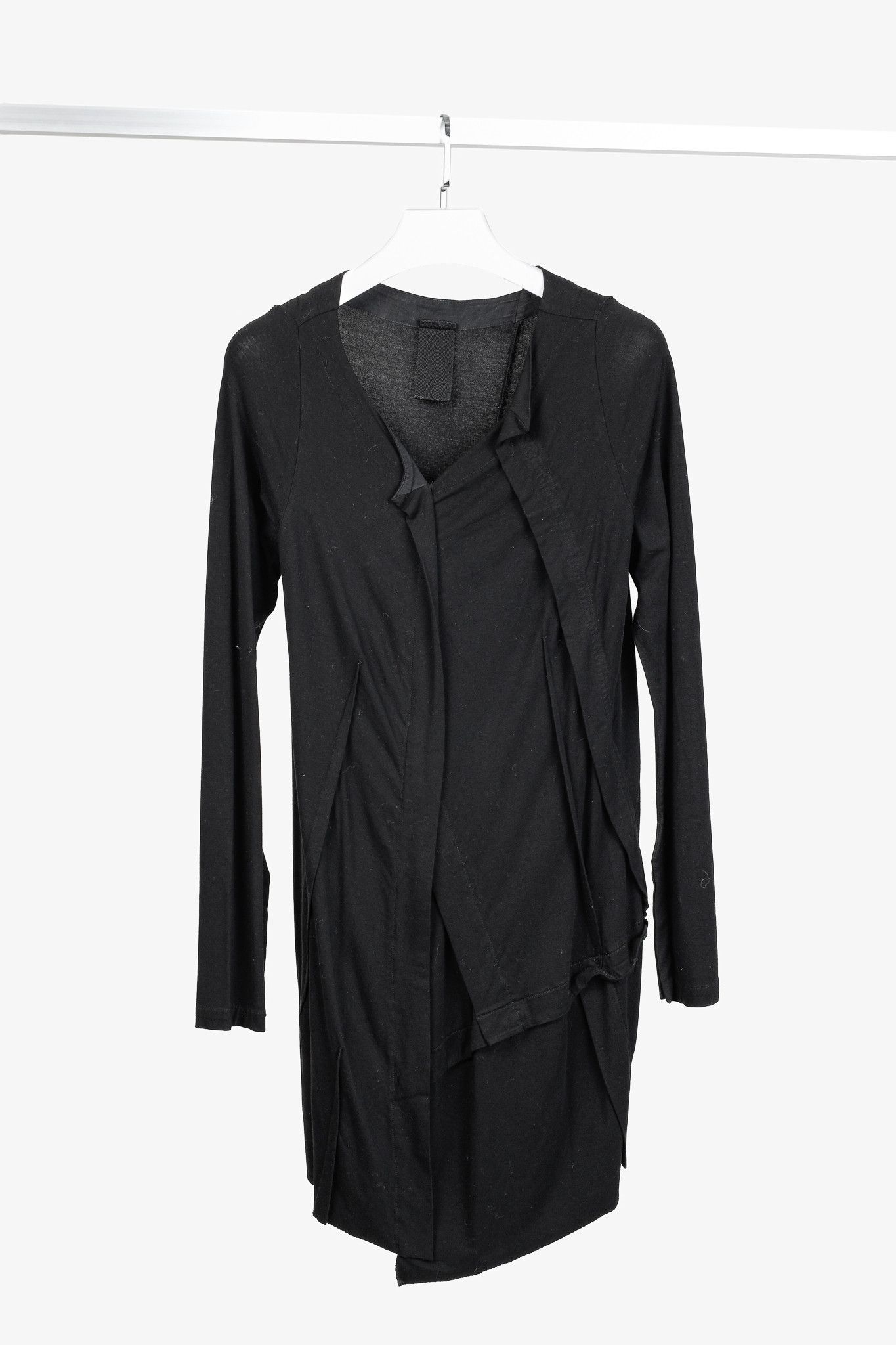 Rundholz Rundholz Exposed Seam Frayed Edges Black Jersey Dress Size S / US 4 / IT 40 - 1 Thumbnail