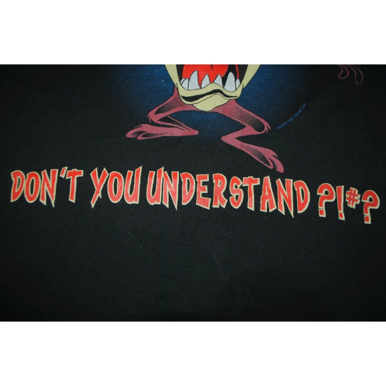 Vintage VINTAGE TAZ T SHIRT WHAT PART OF NO DONT YOU UNDERSTAND WARNER BROS 90S 1998 M Shirt Mens MEDIUM Black 90s Warner Bros Taz Targeted Mens Shirt Size US M / EU 48-50 / 2 - 6 Thumbnail