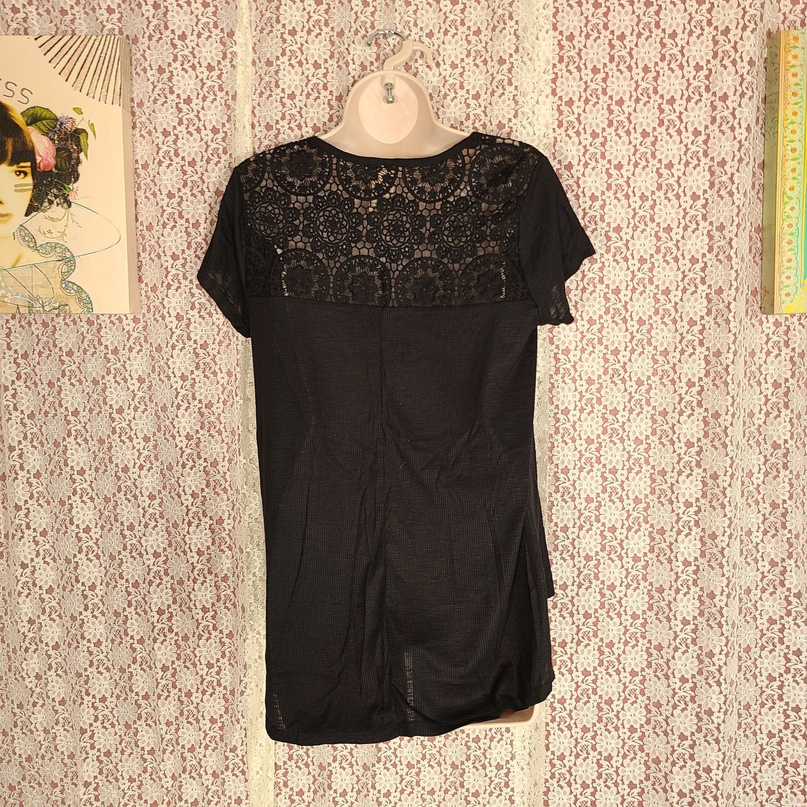 Faded Glory NWT faded glory black ribbed lace back top size medium Size M / US 6-8 / IT 42-44 - 6 Thumbnail