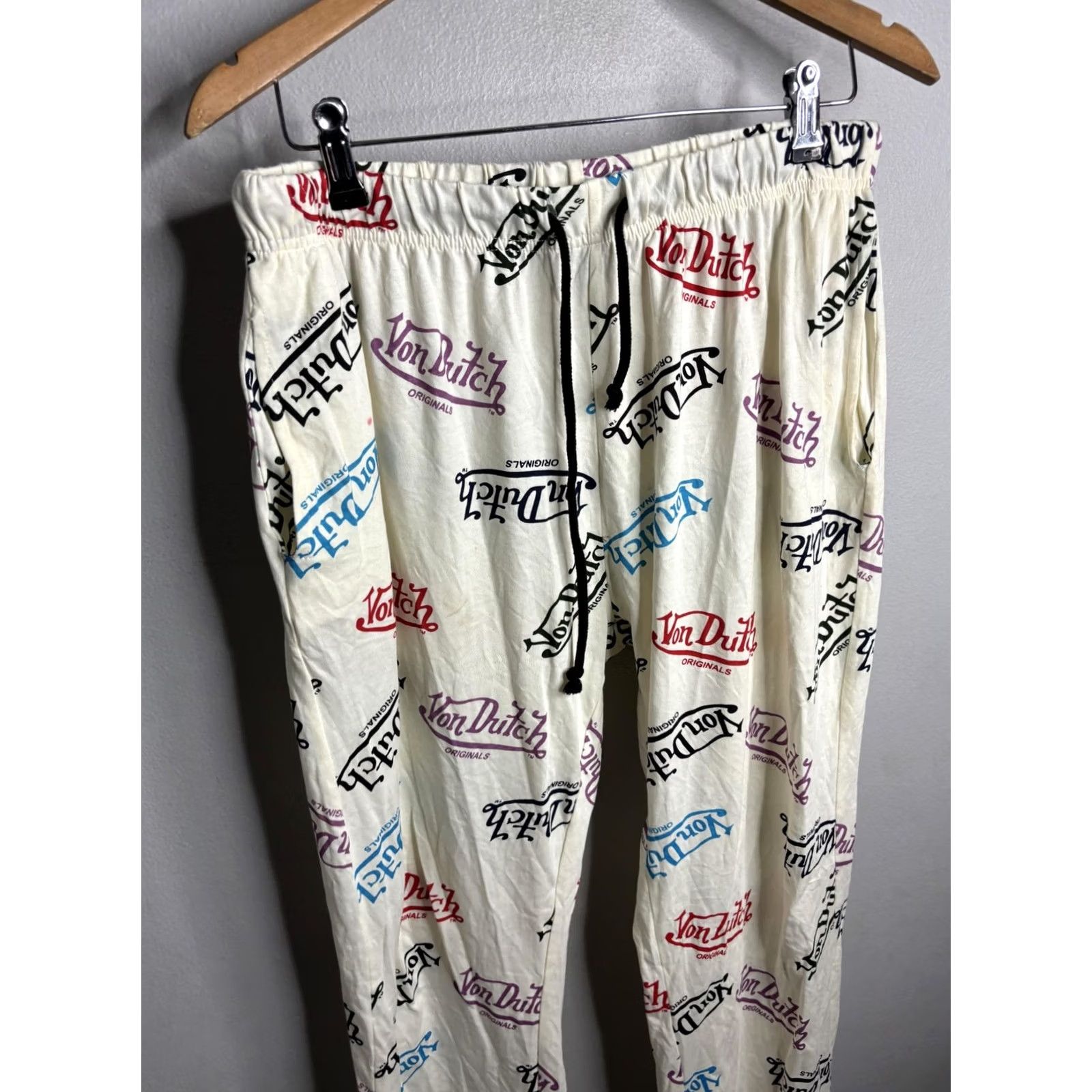 Von Dutch Von Dutch Pants Mens M White Logo Print Lounge Pajama Cotton Sleepwear Size US 31 - 2 Thumbnail