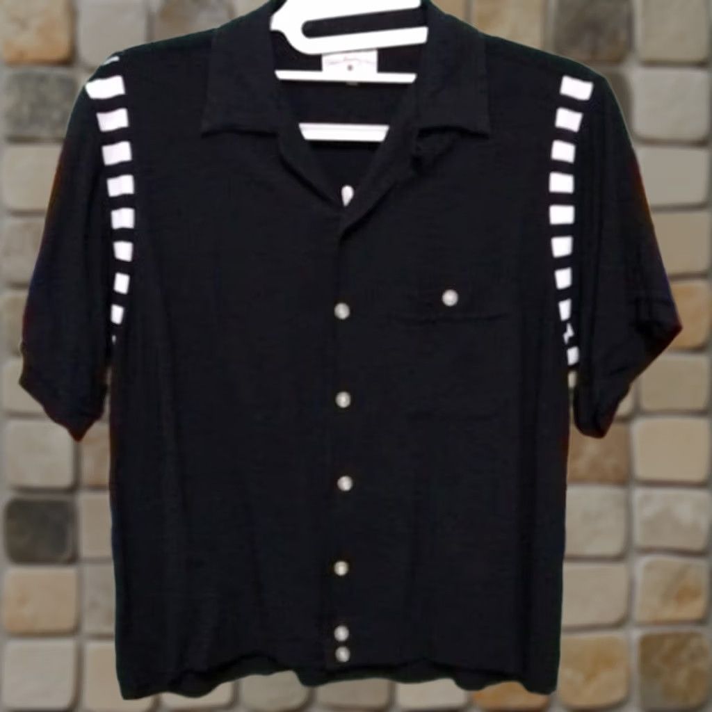 Vintage VINTAGE 60s Bowling Shirt Black Chain Stitch Open Collar Mens M Used Size US M / EU 48-50 / 2 - 1 Thumbnail