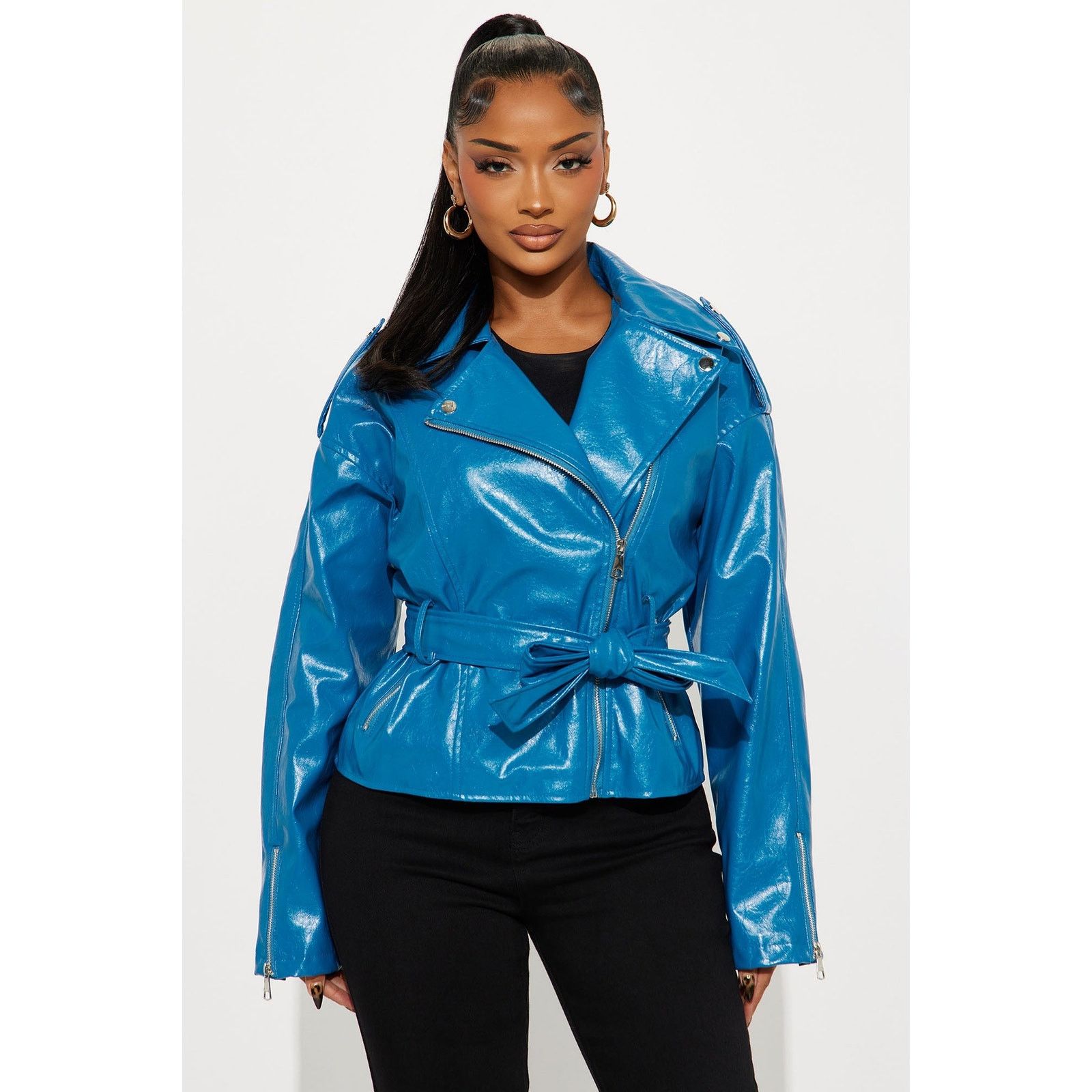 Other Moving On Faux Leather Moto Jacket - Teal - Size 1X Size XL / US 12-14 / IT 48-50 - 4 Thumbnail