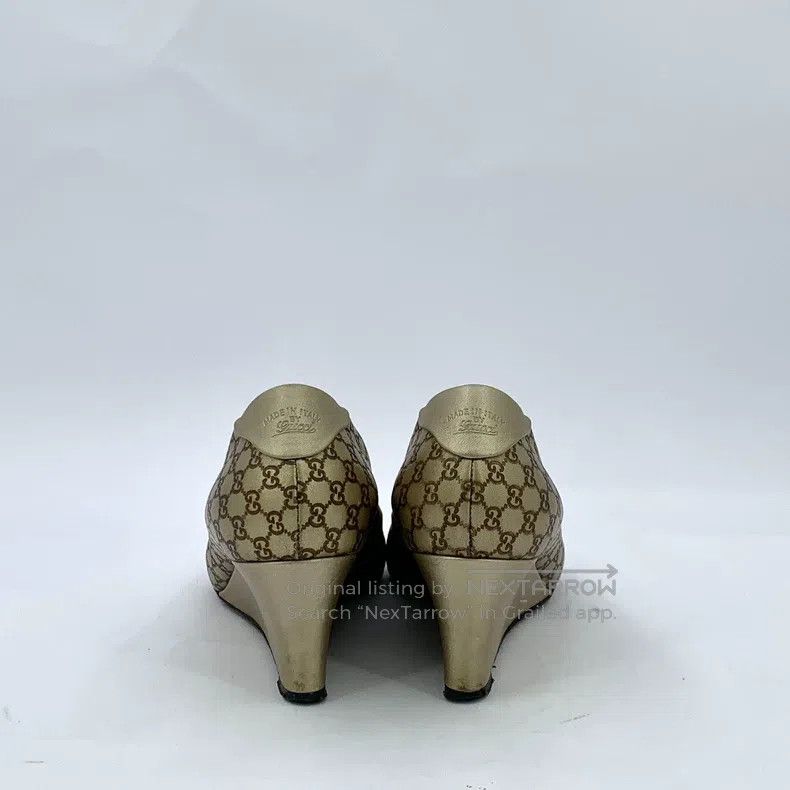 Gucci Gucci Brown logo full print round toe slope heel high heel Size US 6.5 / IT 36.5 - 4 Thumbnail