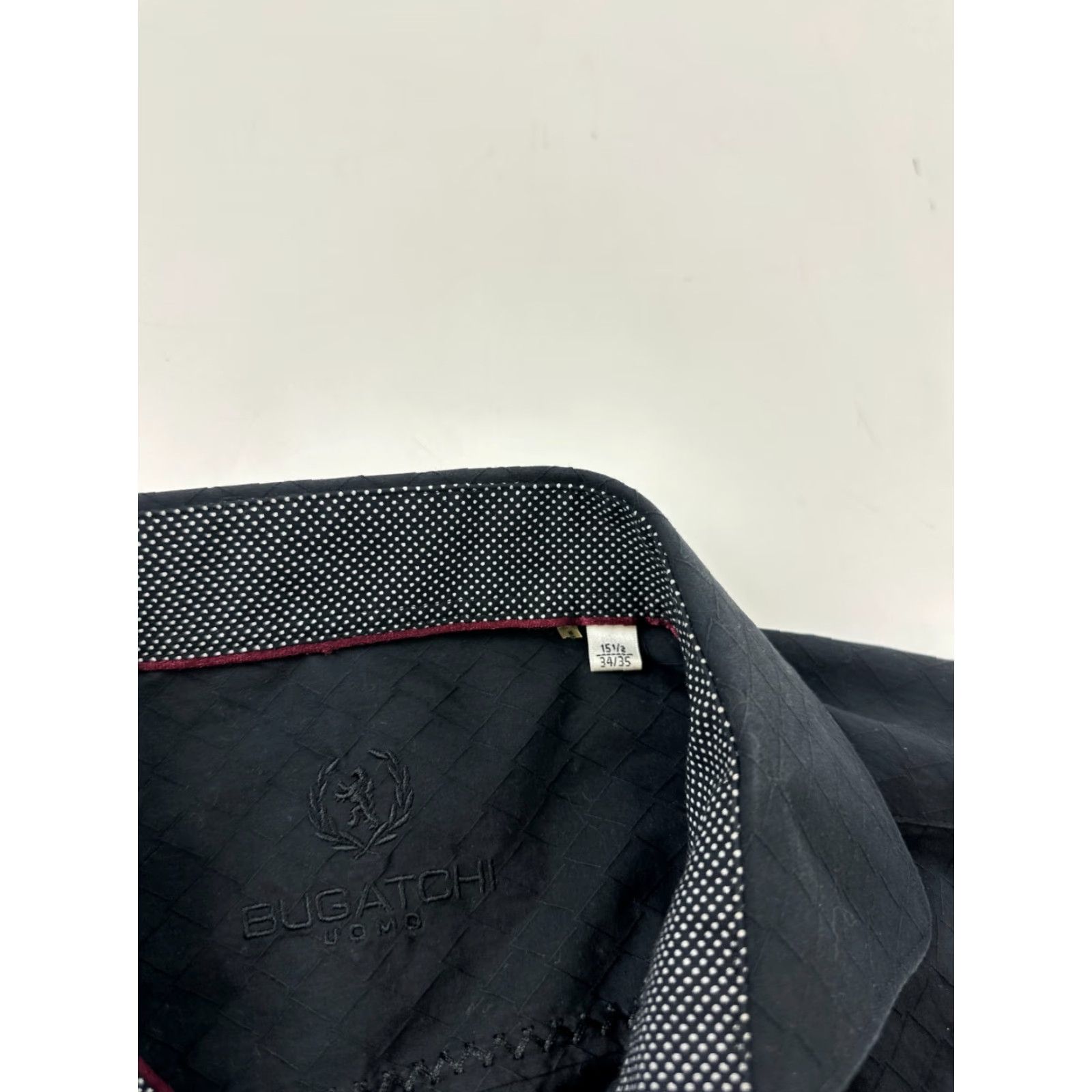 BUGATCHI Bugatchi Uomo Shirt Mens 15.5 Black Dress Cotton Classic Fit Collared Button Up Size 42R - 6 Thumbnail