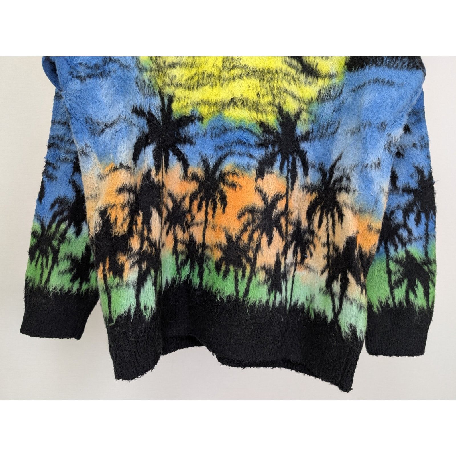Celine o1rshd1 Blue Palm Printed Cotton Blend Cardigan Sweater Size US M / EU 48-50 / 2 - 11 Thumbnail
