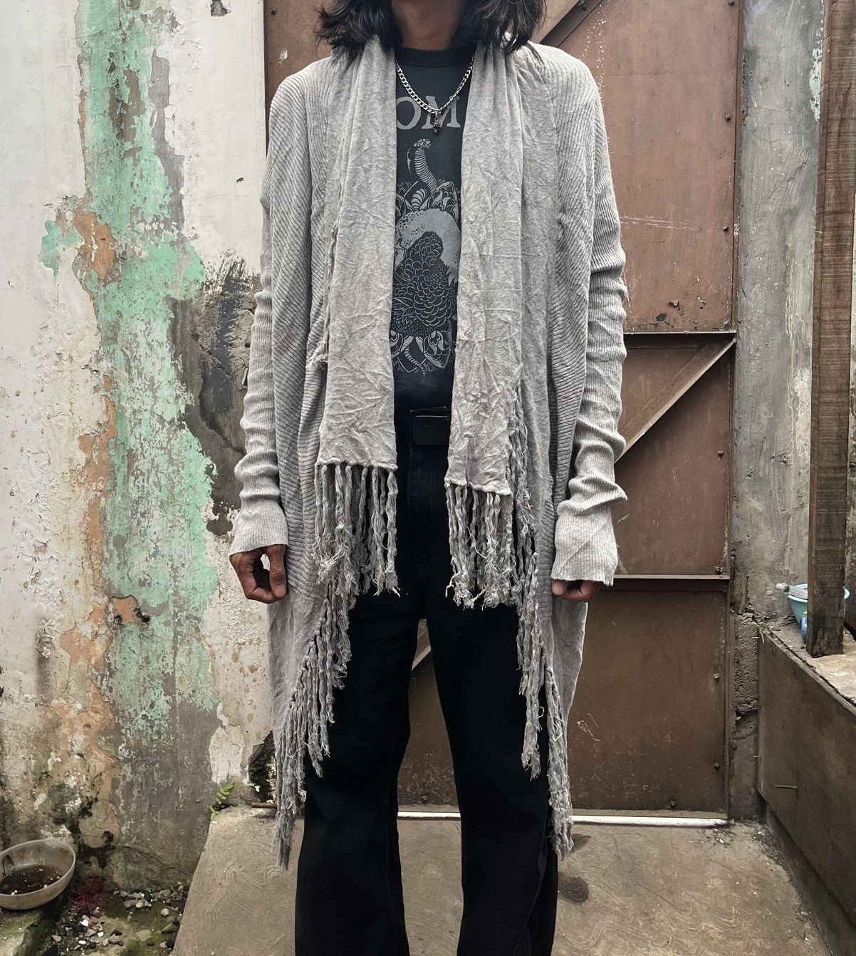 No.ID fringe knit outer cardigan vkei grunge style