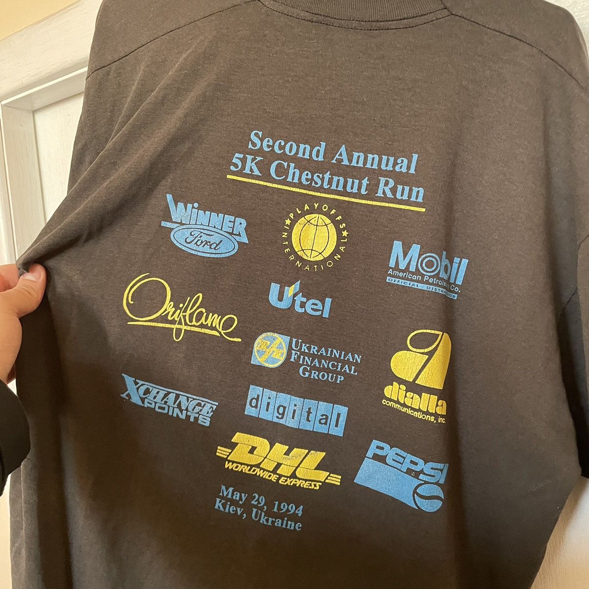 Vintage 90s run Tour second annual chestnut 1994 shirt Kiev Ukraine Size US XL / EU 56 / 4 - 6 Thumbnail