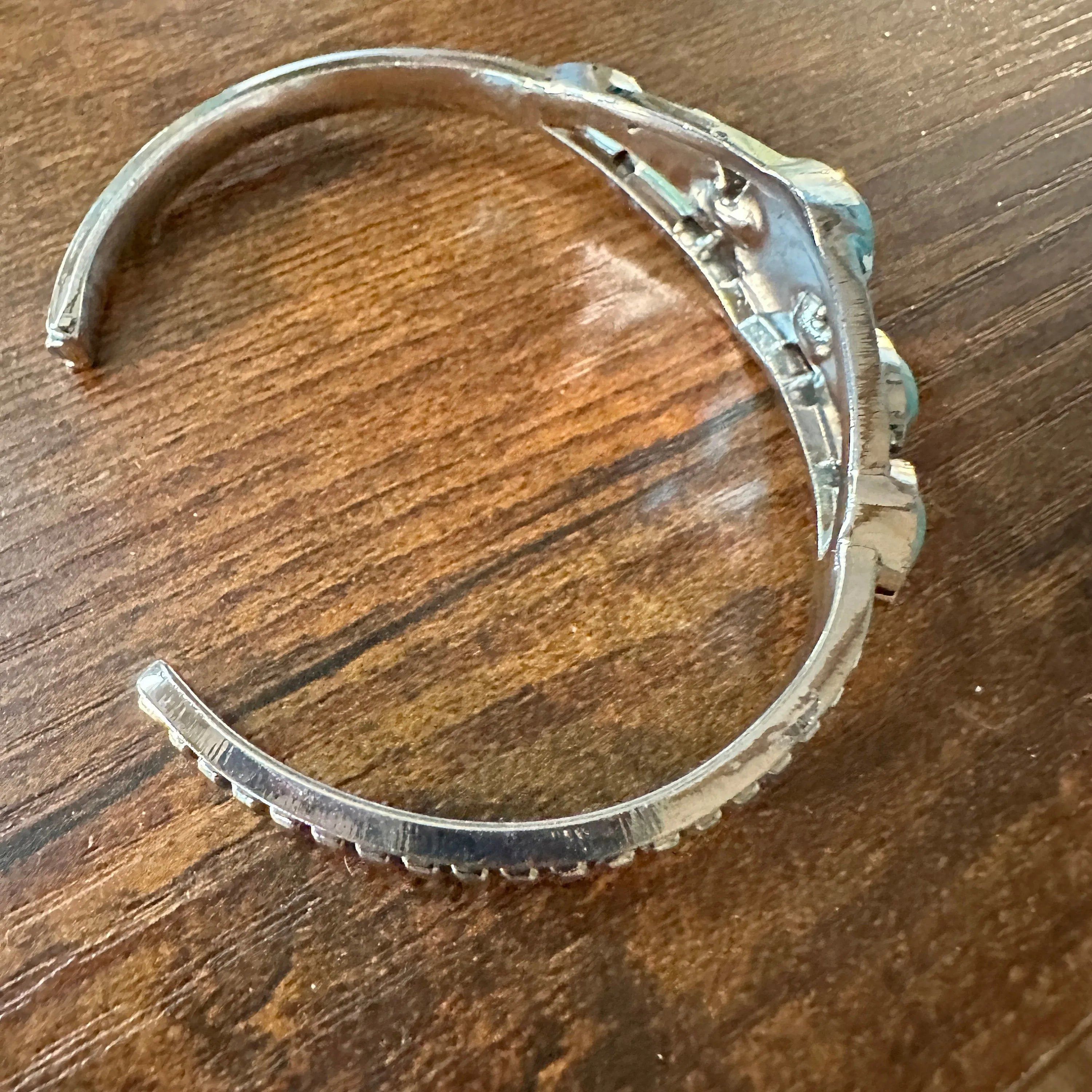Other Handcrafted Boho Native American Cuff Open Bangle, Turquoise Size ONE SIZE - 6 Thumbnail
