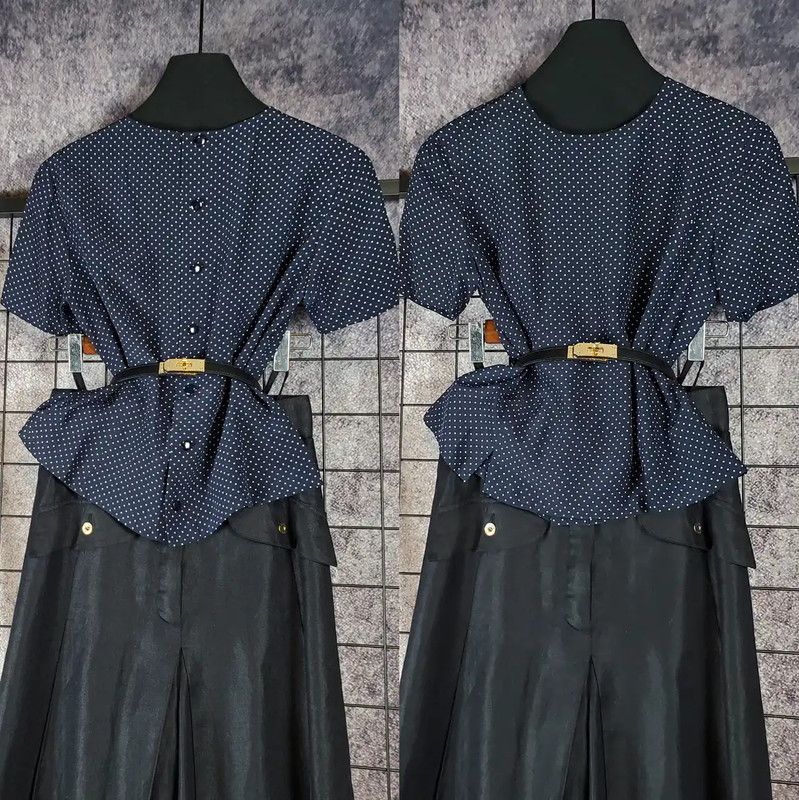Dior Dior Summer Dark Blue Polka Dot Top 0089 Size S / US 4 / IT 40 - 1 Thumbnail