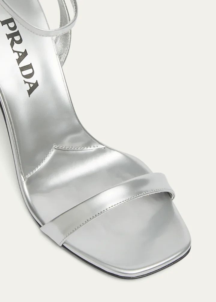 Prada os11x0126 Metallic Ankle-Strap Sandals in Silver Size US 11 / IT 41 - 4 Thumbnail