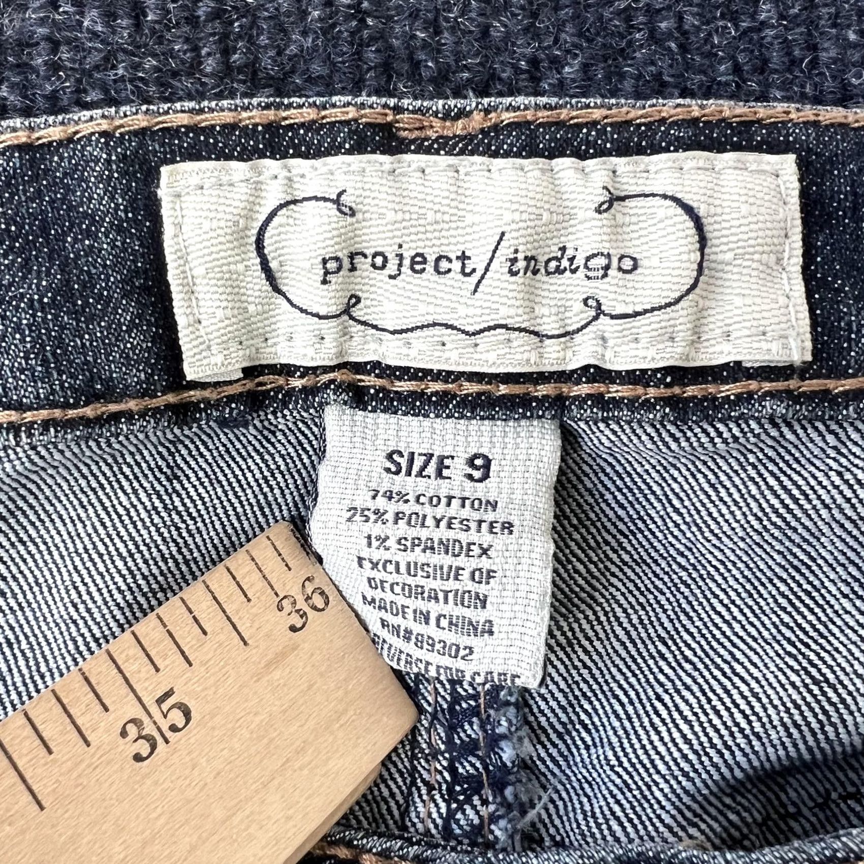 Vintage Y2K Indigo Jeans Womens 9 Blue Skinny Stretch Contrast Stitch Embellished Size 30" / US 8 / IT 44 - 3 Thumbnail