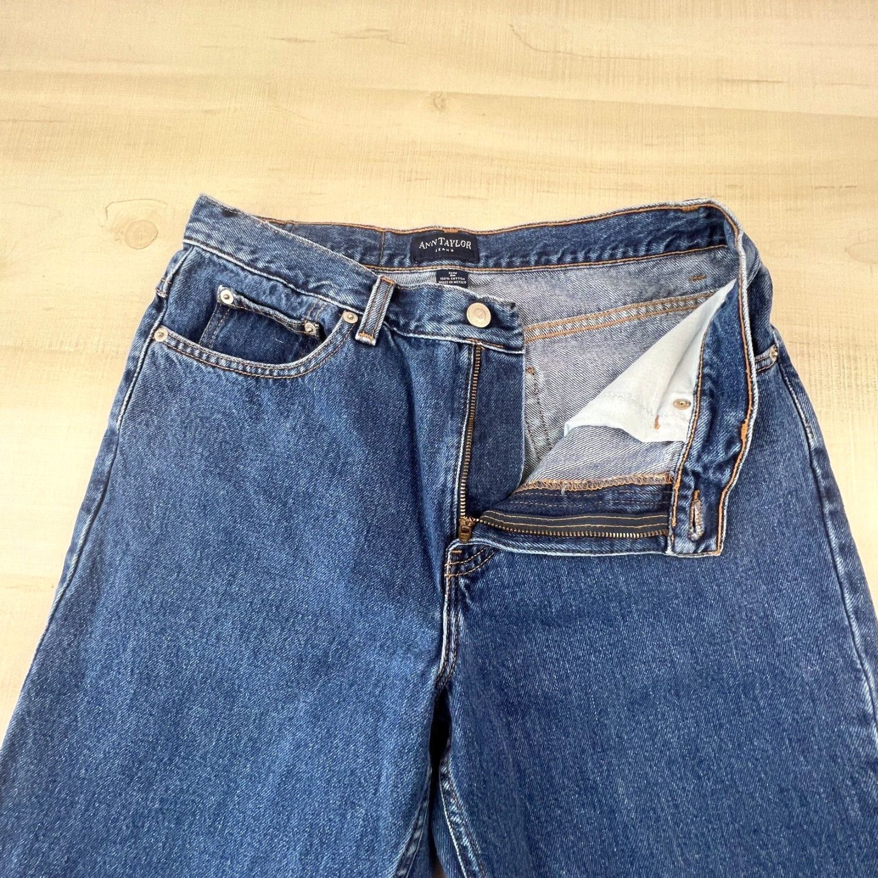 Ann Taylor Ann Taylor Womens Jeans Size 8 Slim Tapered Medium Wash Blue Cotton Mid Rise Size 30" / US 8 / IT 44 - 3 Thumbnail