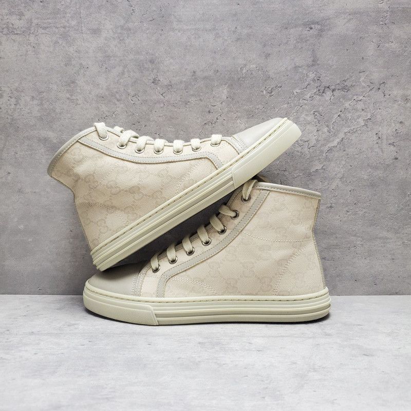 Other Gucci Monogram White High-Top Canvas Sneakers -2508 Size US 5 / IT 35 - 8 Thumbnail