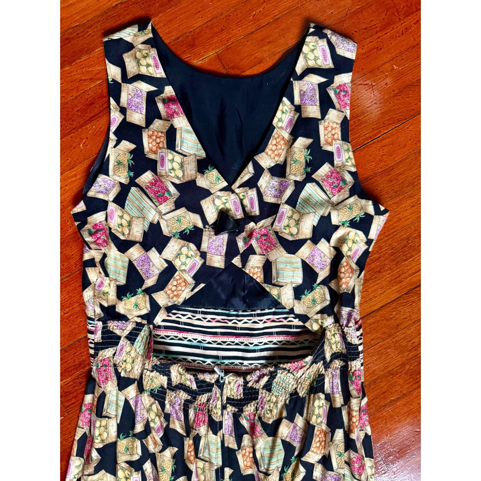 Vintage Vintage 90s Farmers Market Fruit Cut Out Mini Dress Small XS Size XS / US 0-2 / IT 36-38 - 6 Thumbnail