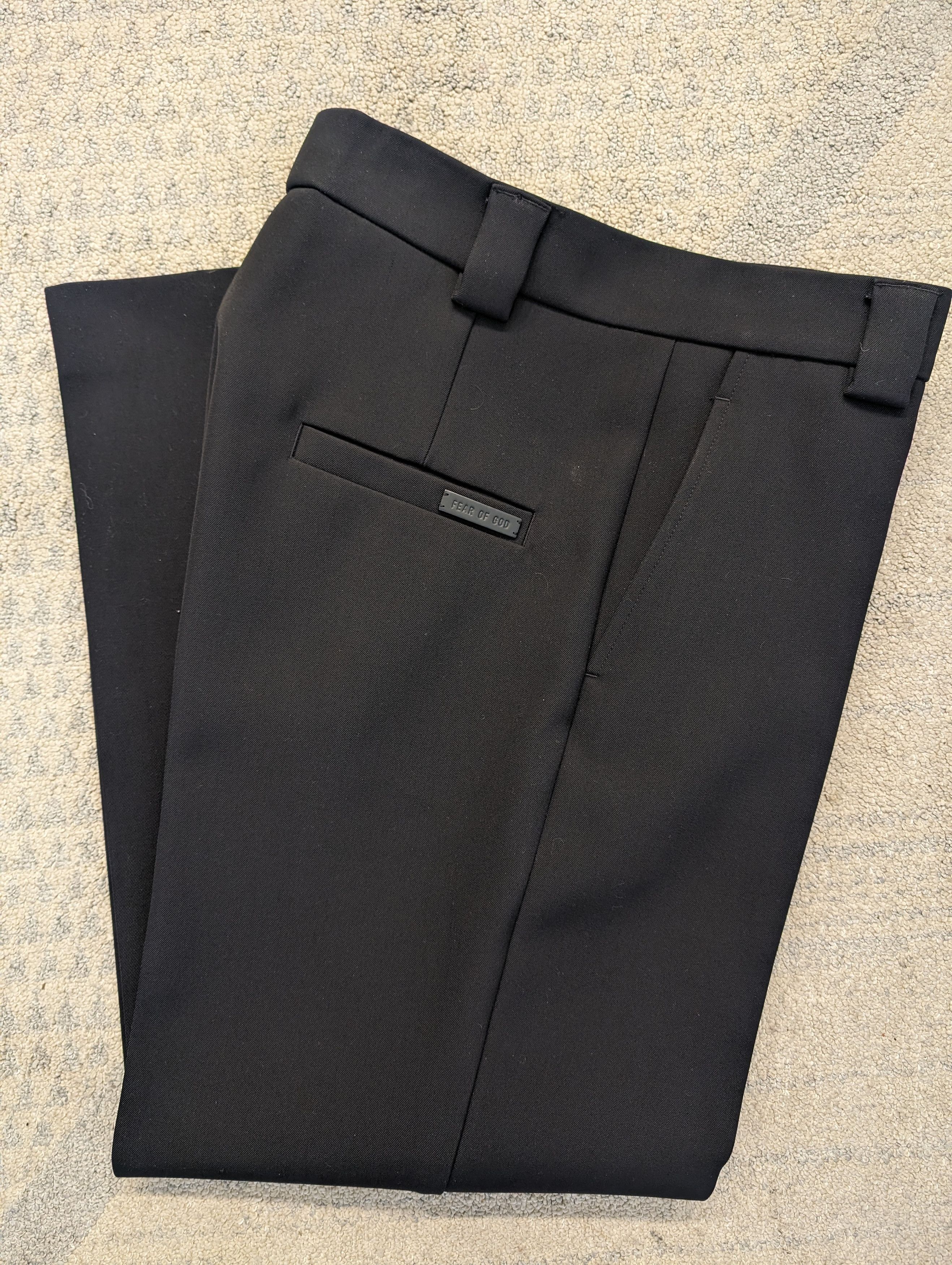 image of Fear Of God Eternal Straight Heavy Twill Relaxed Trousers in Black, Men's (Size 32)