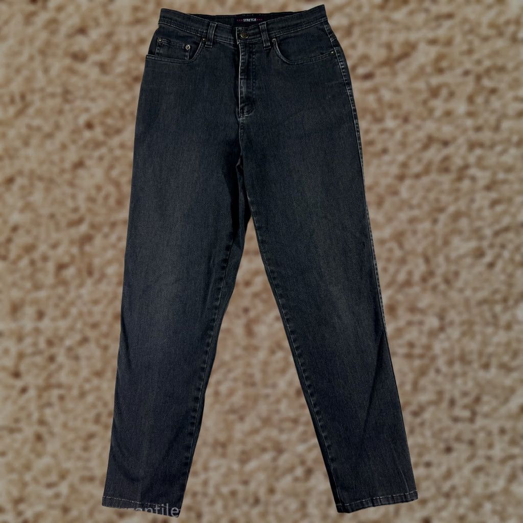Bill Blass Bill Blass Jeans Women 6 Black Denim Tapered High Rise 5-Pocket Cotton Blend Stretch Floral Classic Designer Womens Size 28" / US 6 / IT 42 - 1 Thumbnail