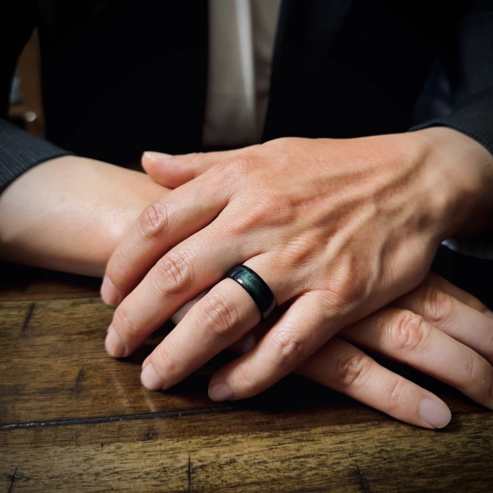 Other Black Tungsten Green Flowing Sand Wedding Band Ring For Men Size ONE SIZE - 3 Thumbnail