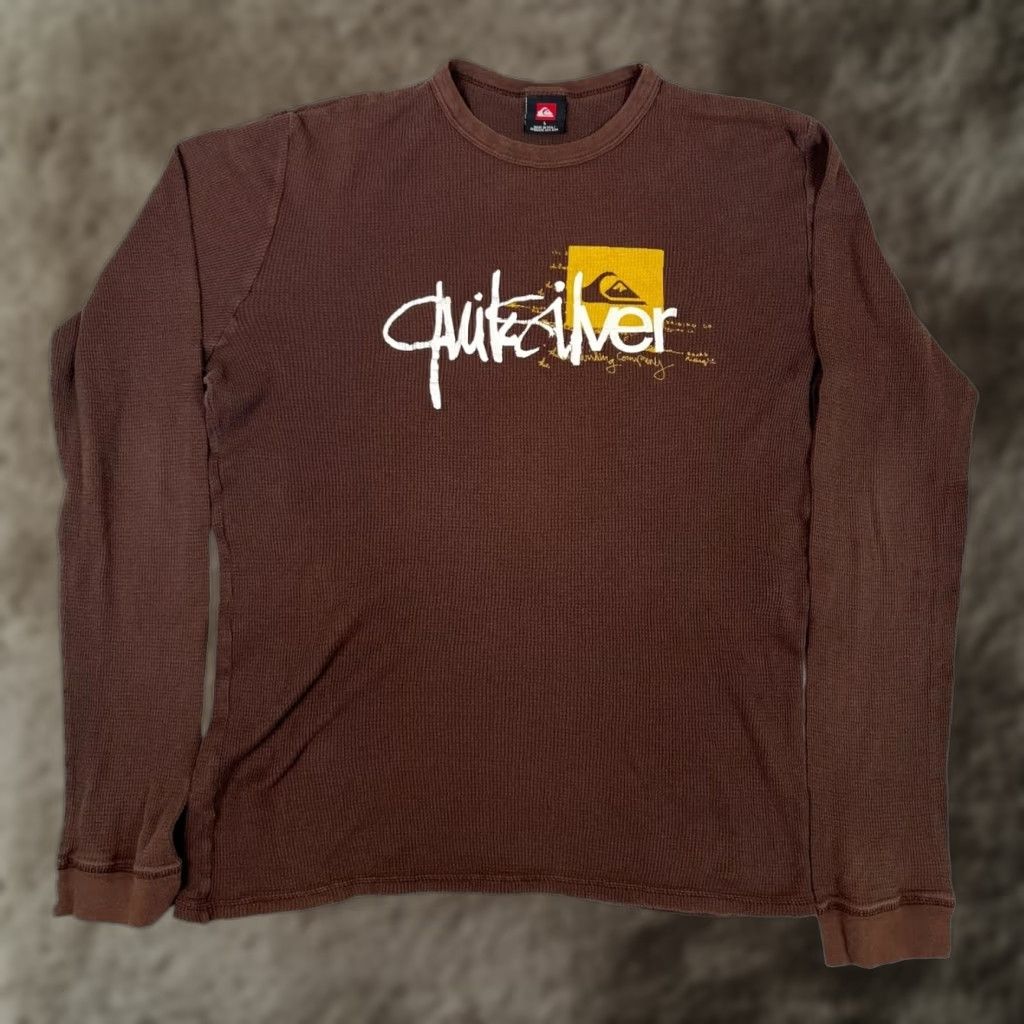 Quiksilver VINTAGE Quiksilver Shirt Long Sleeve Mens L Brown Thermal Surf Logo Y2K Size US L / EU 52-54 / 3 - 1 Thumbnail
