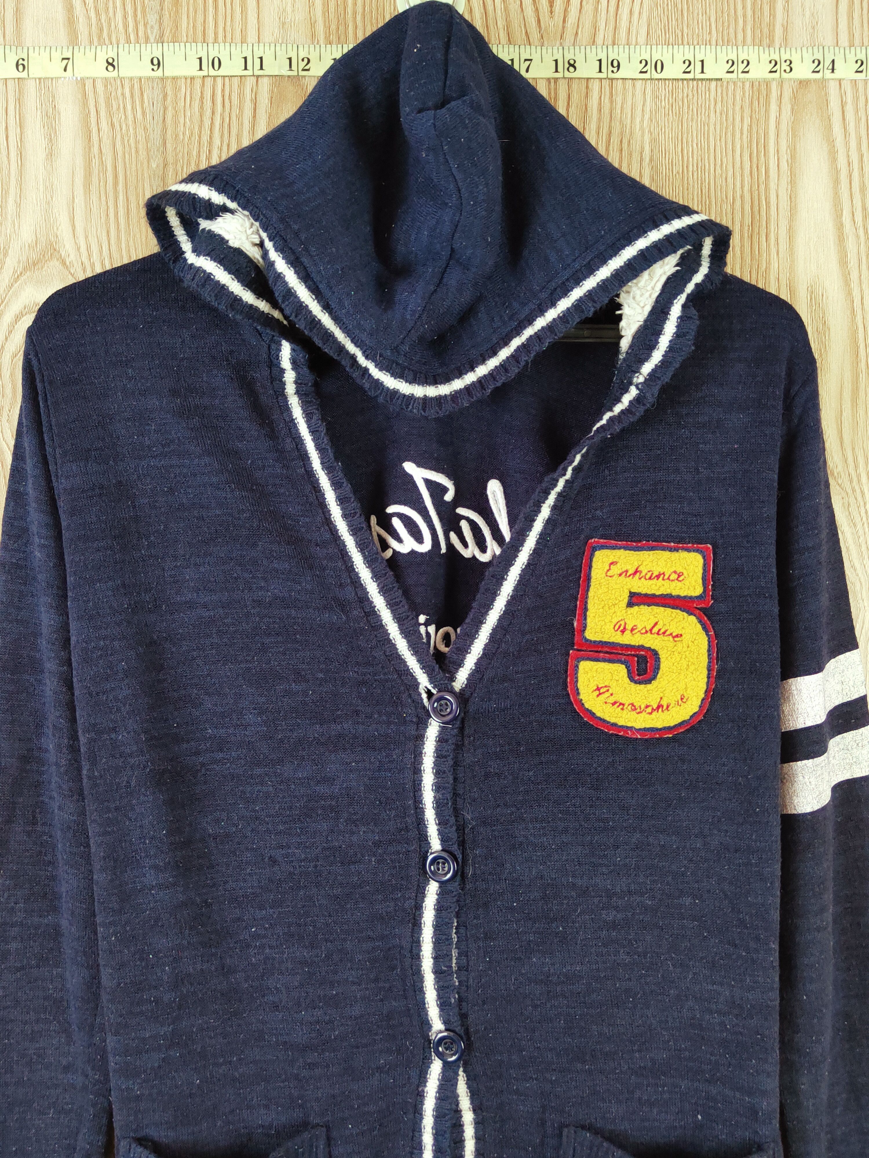 Homespun Knitwear × Vintage Lalatasty Navy Hoodie Knitwear Cardigan #W663 Size S / US 4 / IT 40 - 2 Thumbnail