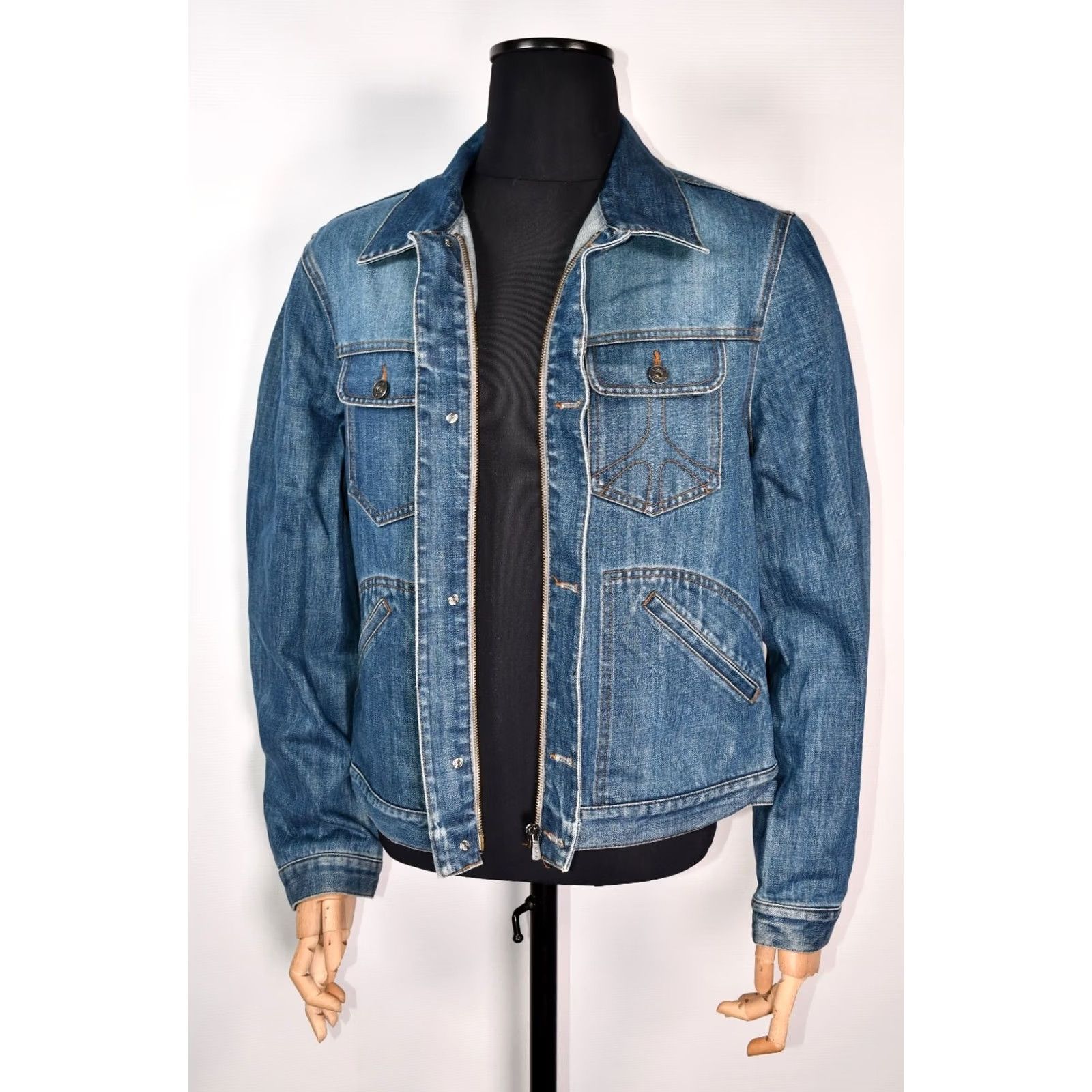 Moschino VINTAGE MOSCHINO Denim Jacket Mens USA 36, Blue, Cotton, 100% Cotton, Button Zip, Solid, Size 36, Made in Italy, Moschino Jacket, Casual Mens Size US XXS / EU 40 - 4 Thumbnail