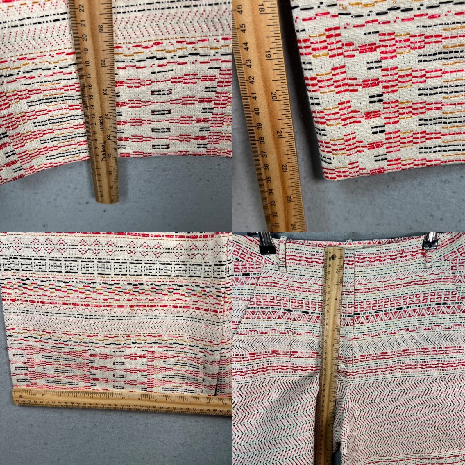 Vintage Miahatami Womens 42 Red & White Woven High-Waist Culottes Cotton Blend Pants Wide-Leg Cropped Adult Women Size 42 Summer Spring Mens Womens Girls Size 28" / US 6 / IT 42 - 8 Thumbnail