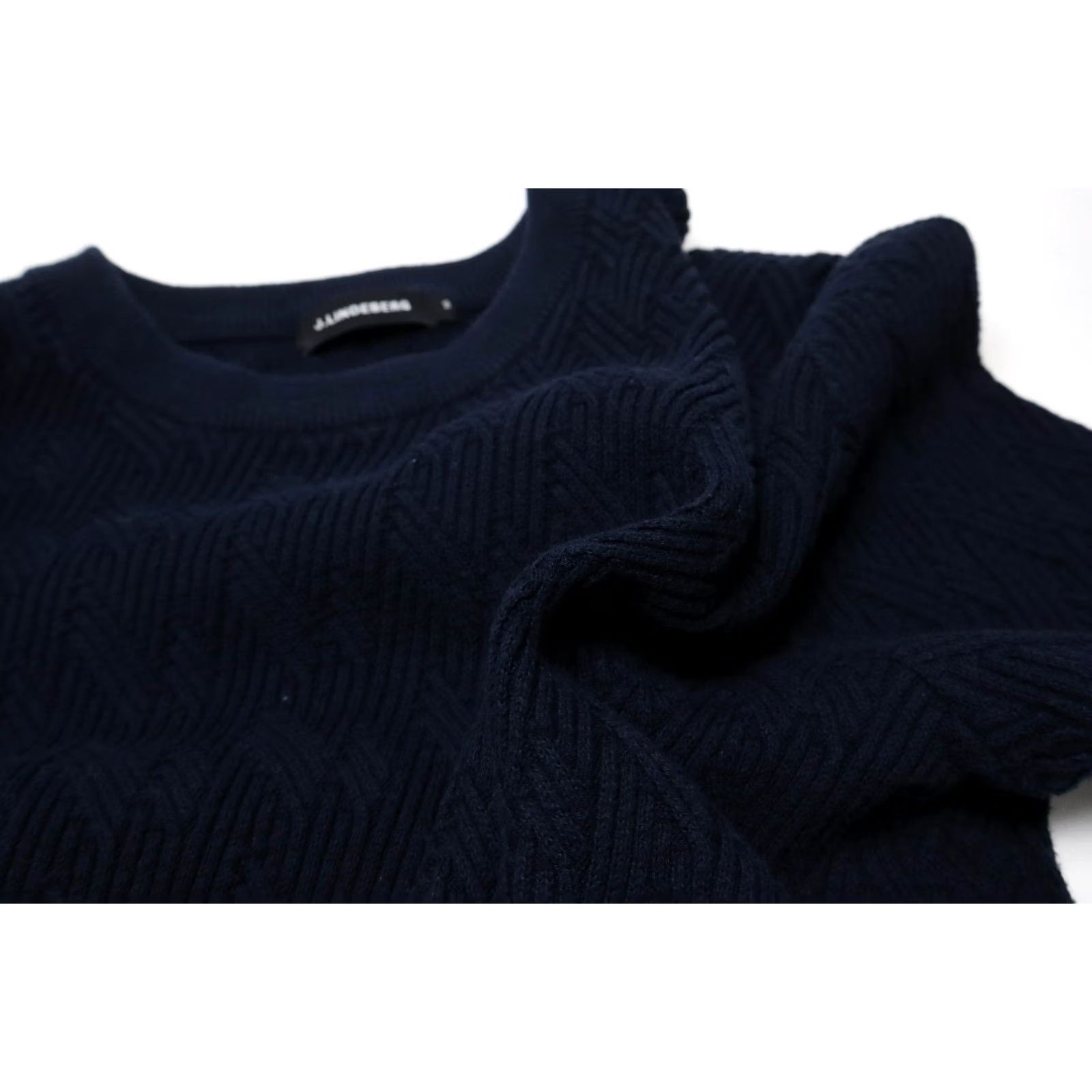 J.Lindeberg J. Lindeberg Harring Basket Cable Jumper Men's MEDIUM Navy Blue Crew Neck Pullover Knit Shirt Size US M / EU 48-50 / 2 - 6 Thumbnail