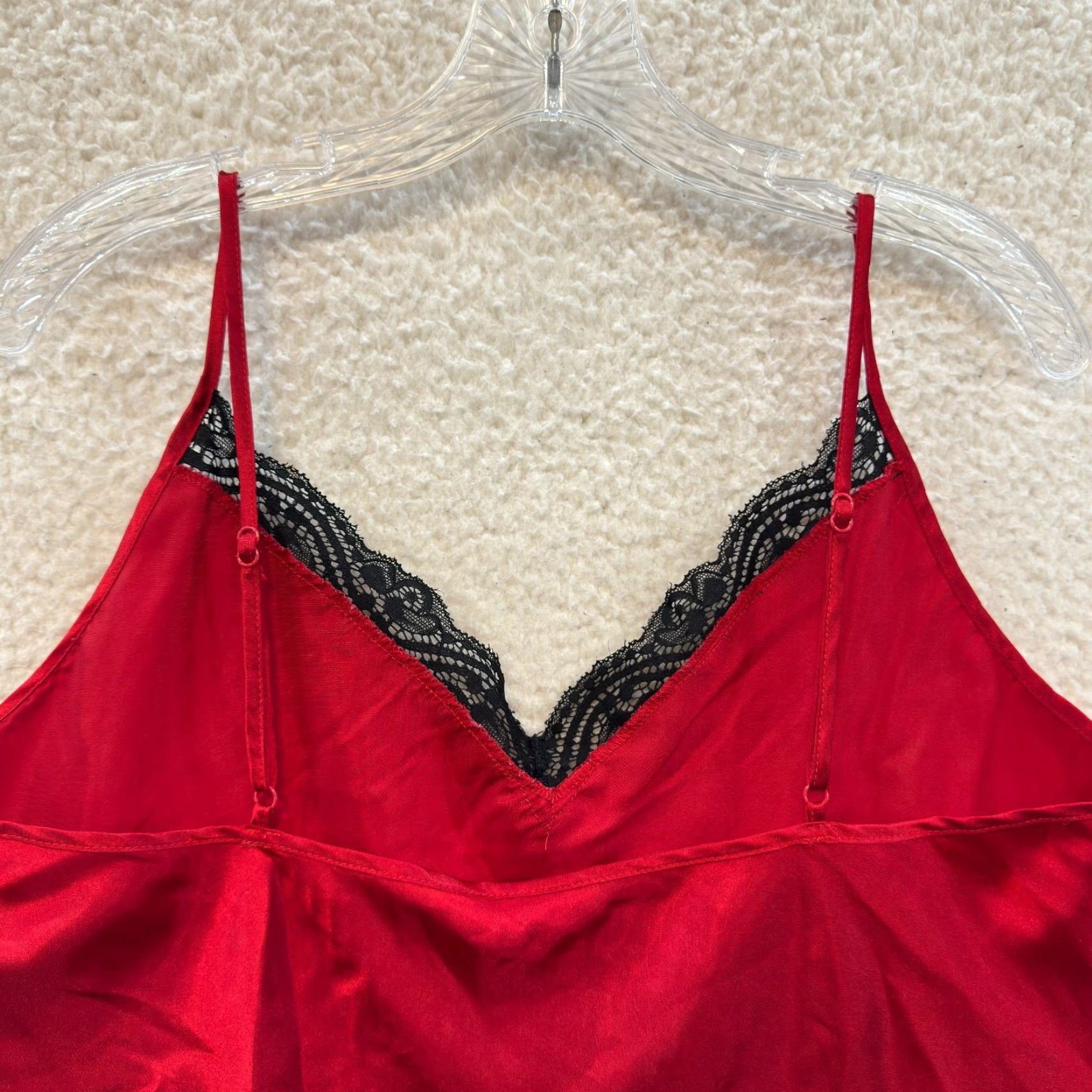 Vintage VINTAGE Y2K Secret Treasures Camisole Tank Top XL Red Satin Lace Size XL / US 12-14 / IT 48-50 - 3 Thumbnail