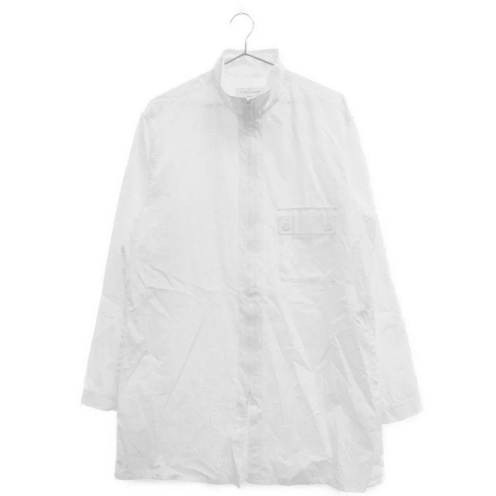 image of Yohji Yamamoto Pour Homme 22Ss Zip Up Broad Shirt in White, Men's (Size Medium)